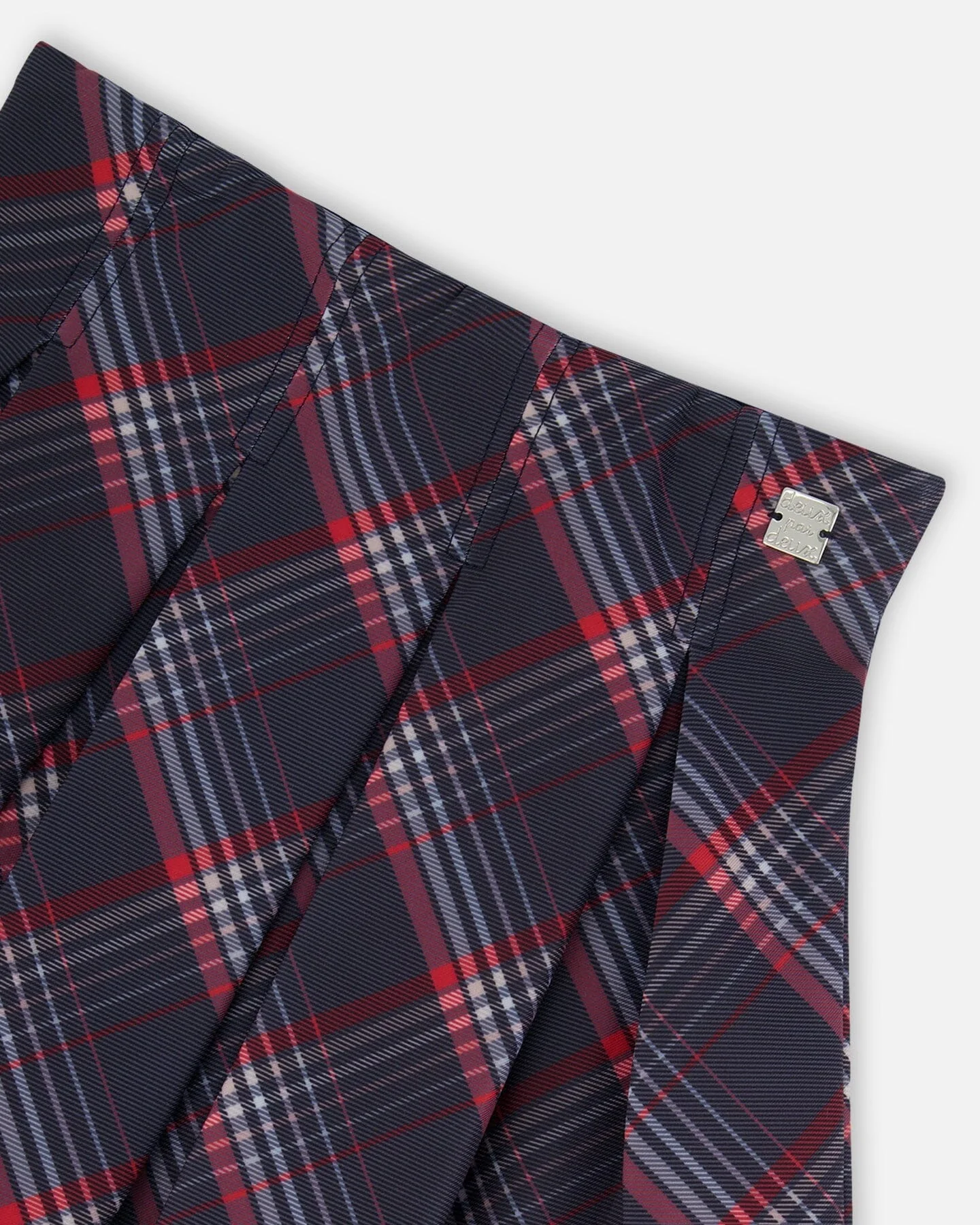 Pleated Milano Skirt Red And Navy Plaid - Deux par Deux