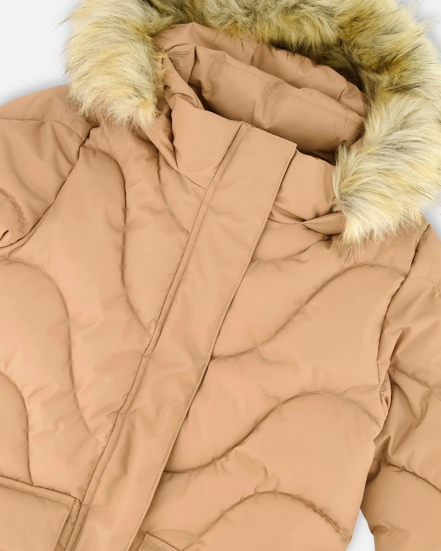Long Wavy Quilt Puffy Winter Coat Chanterelle - Deux par Deux