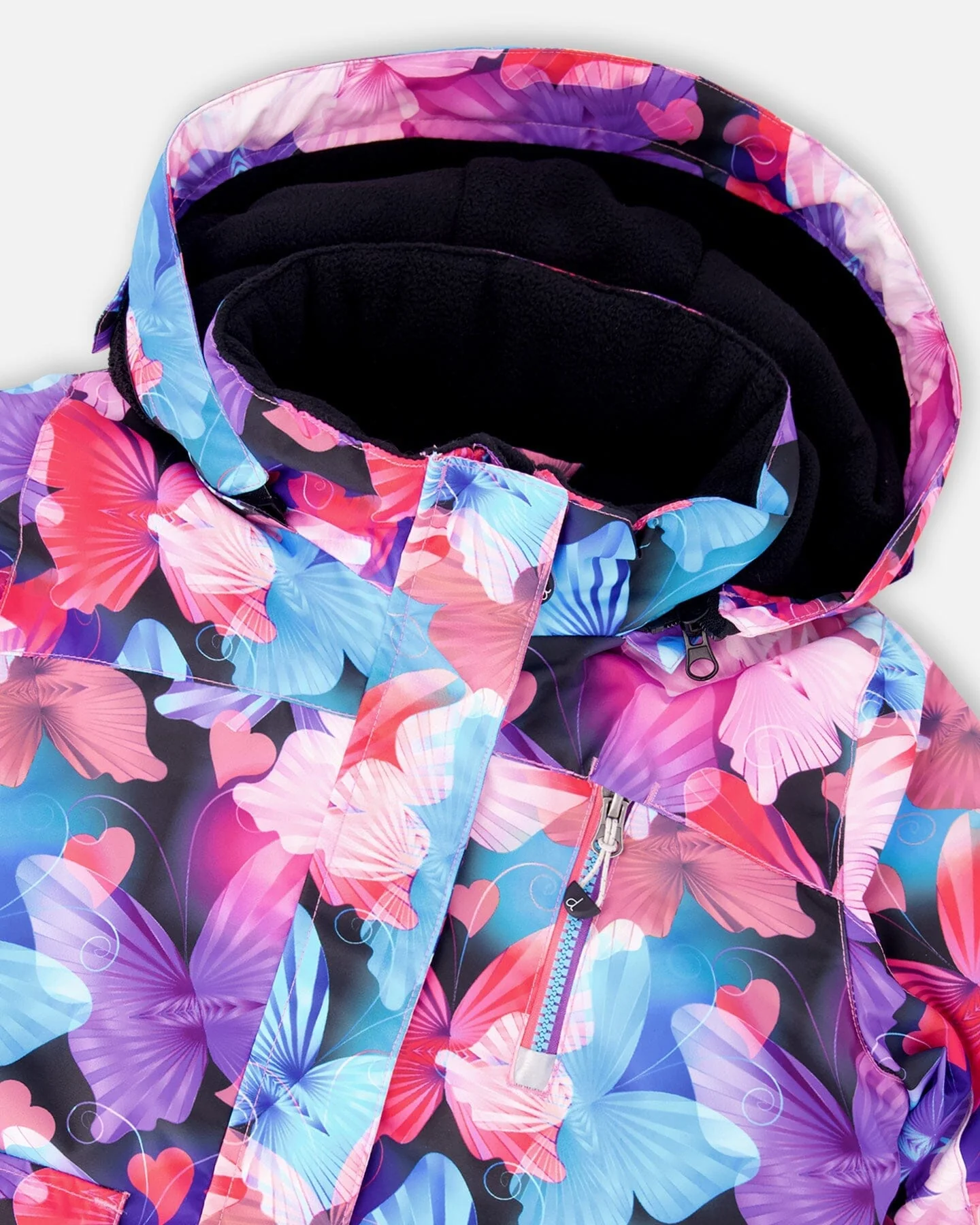 Two-Piece Play Snowsuit Flash Coral With Butterfly Print Jacket - Deux par Deux