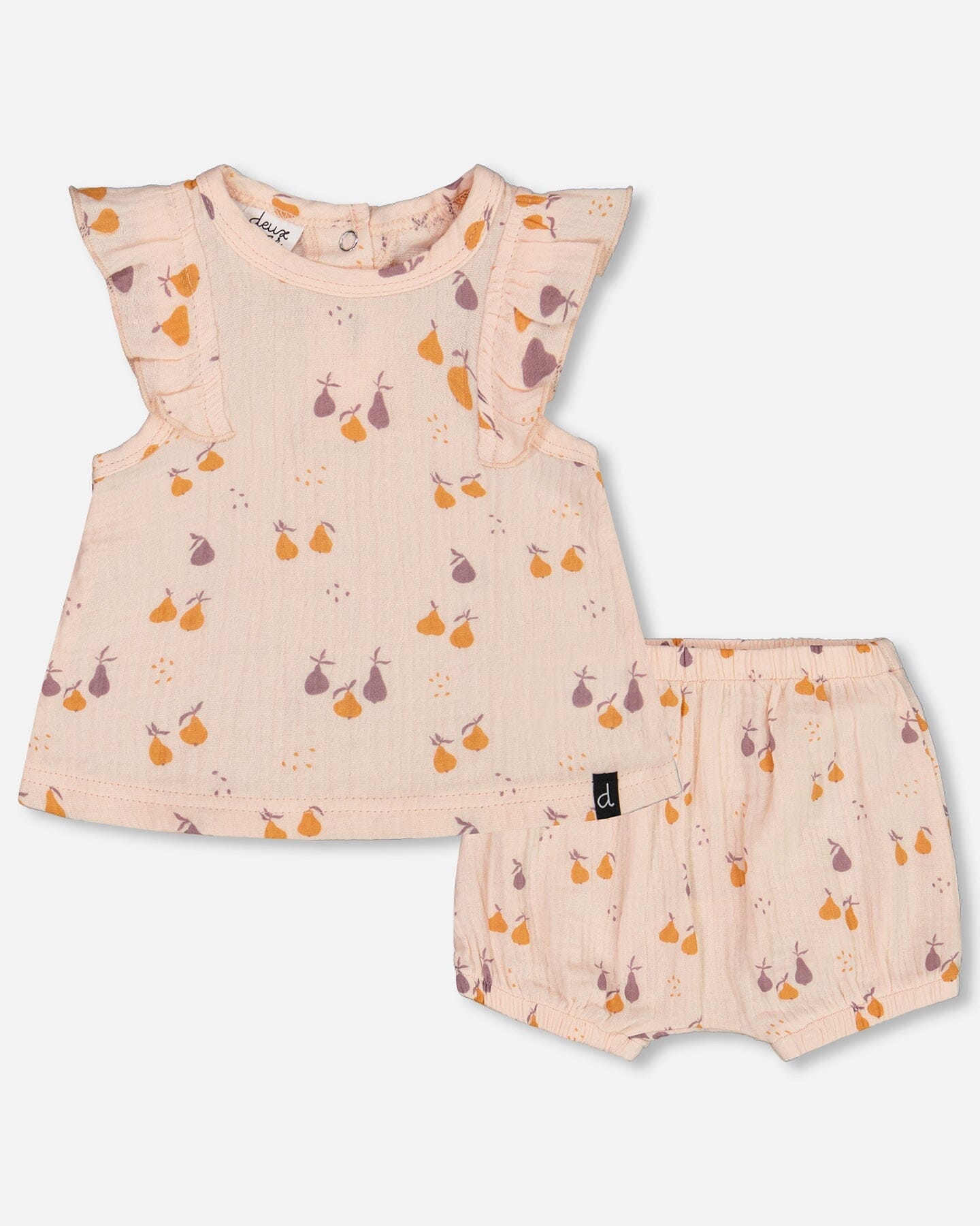 Printed Muslin Top And Bloomer Set Peach With Pears - Deux par Deux
