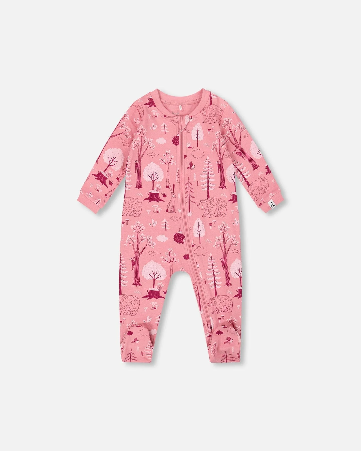 One-Piece Organic Cotton Pajama Pink Forest - Deux par Deux