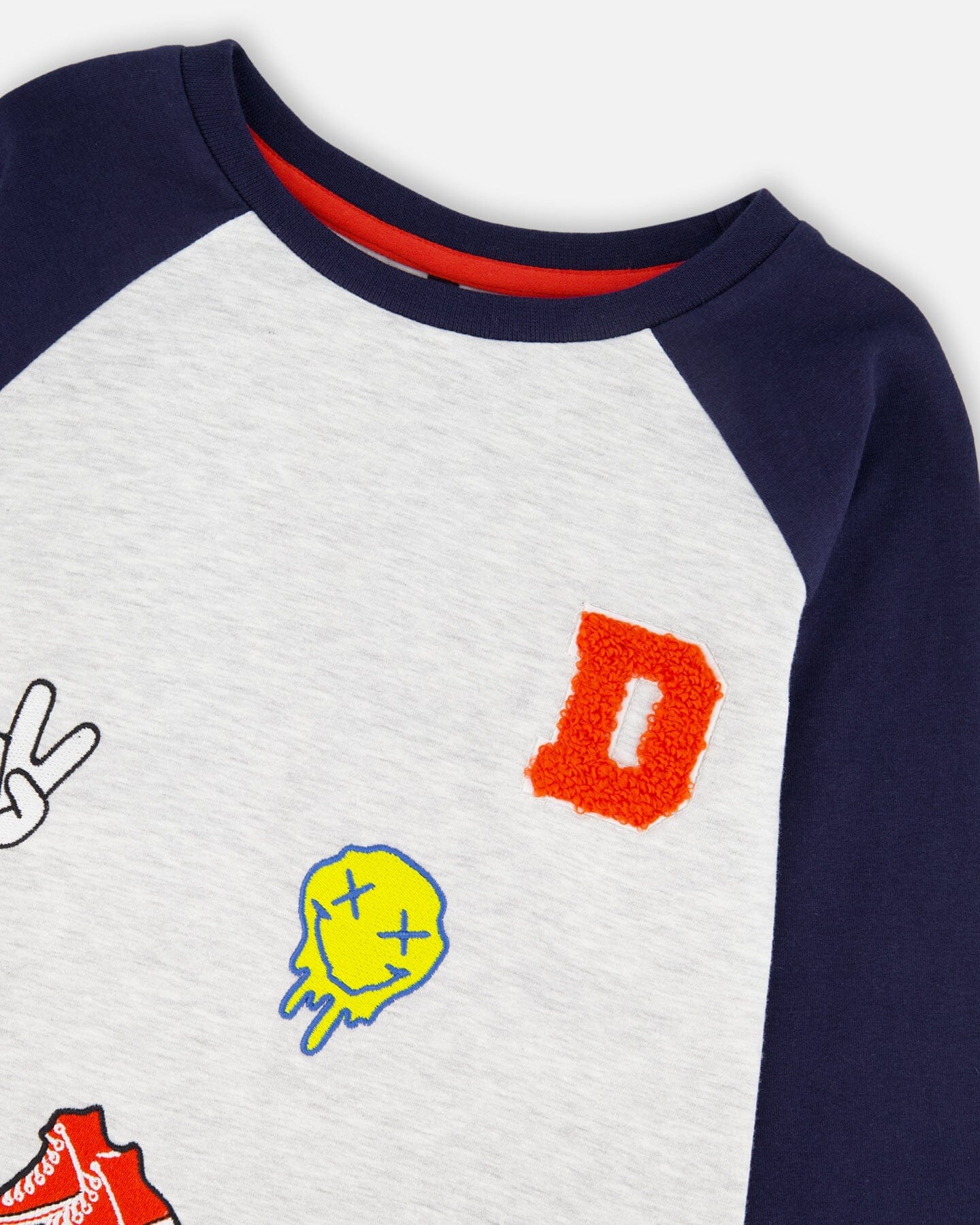 Organic Cotton Raglan Sleeve Tee Shirt Light Heather Grey - Deux par Deux