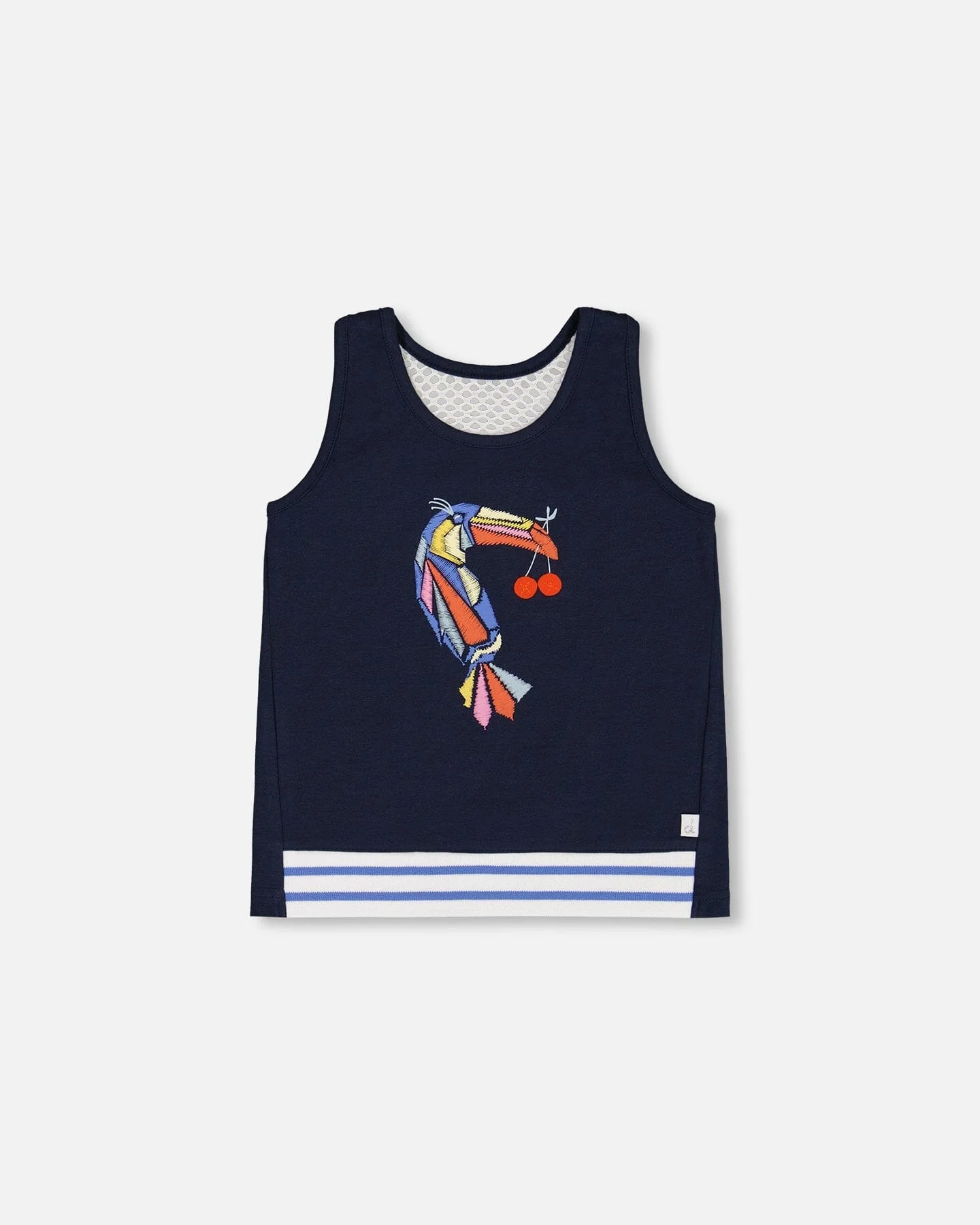 Organic Cotton Tank Top Navy Blue And Toucan - Deux par Deux
