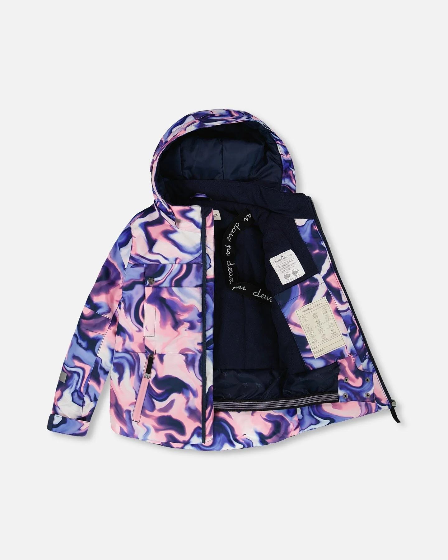 Two-Piece Teknik Snowsuit Pink And Blue Marble - Deux par Deux