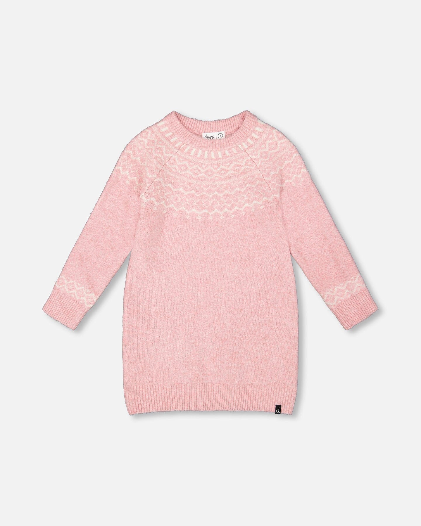 Knitted Dress With Norvegian Jacquard Dusty Pink - Deux par Deux
