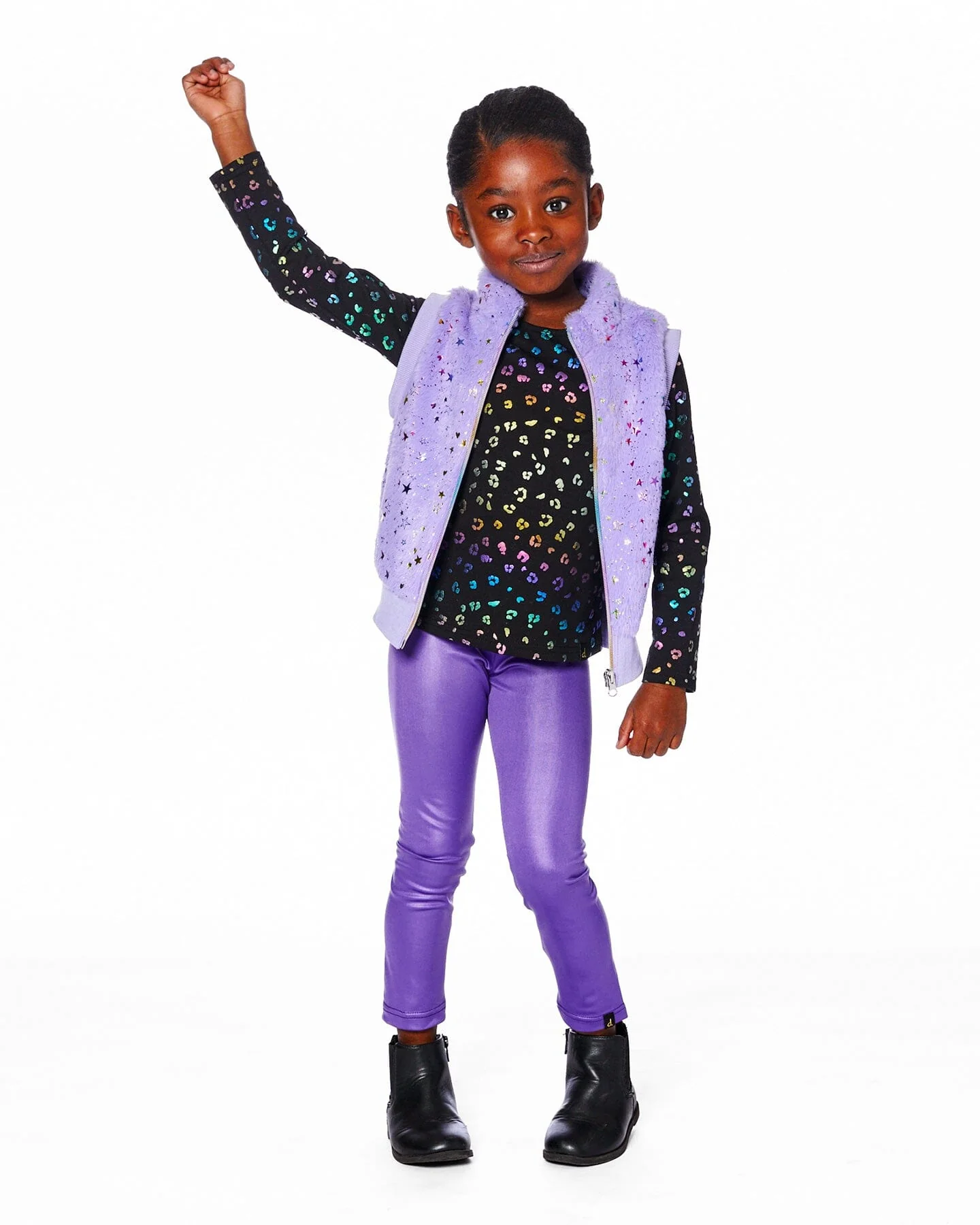 Shiny Stretch Leggings Purple - Deux par Deux