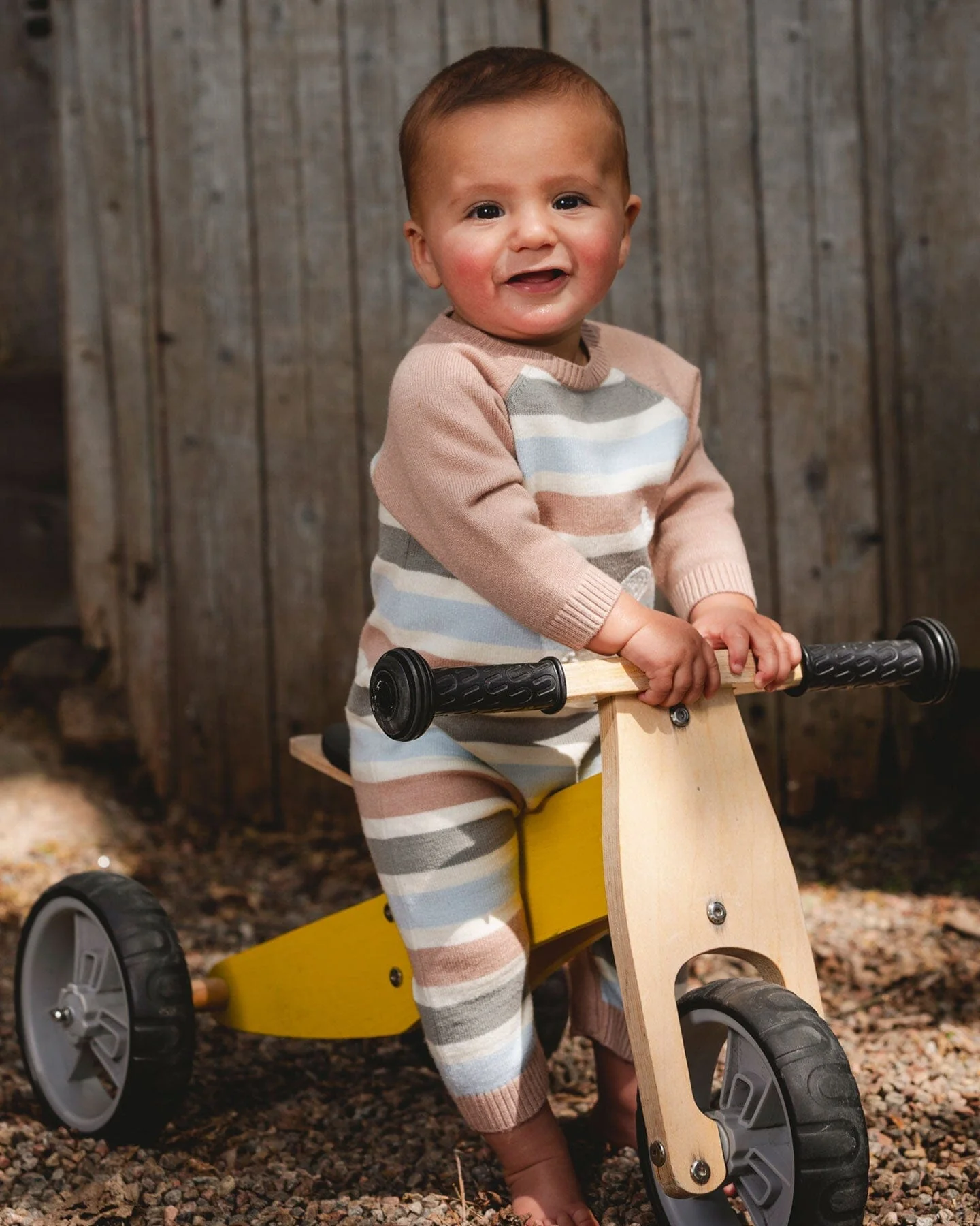 Knitted Romper Blue And Green Stripes - Deux par Deux