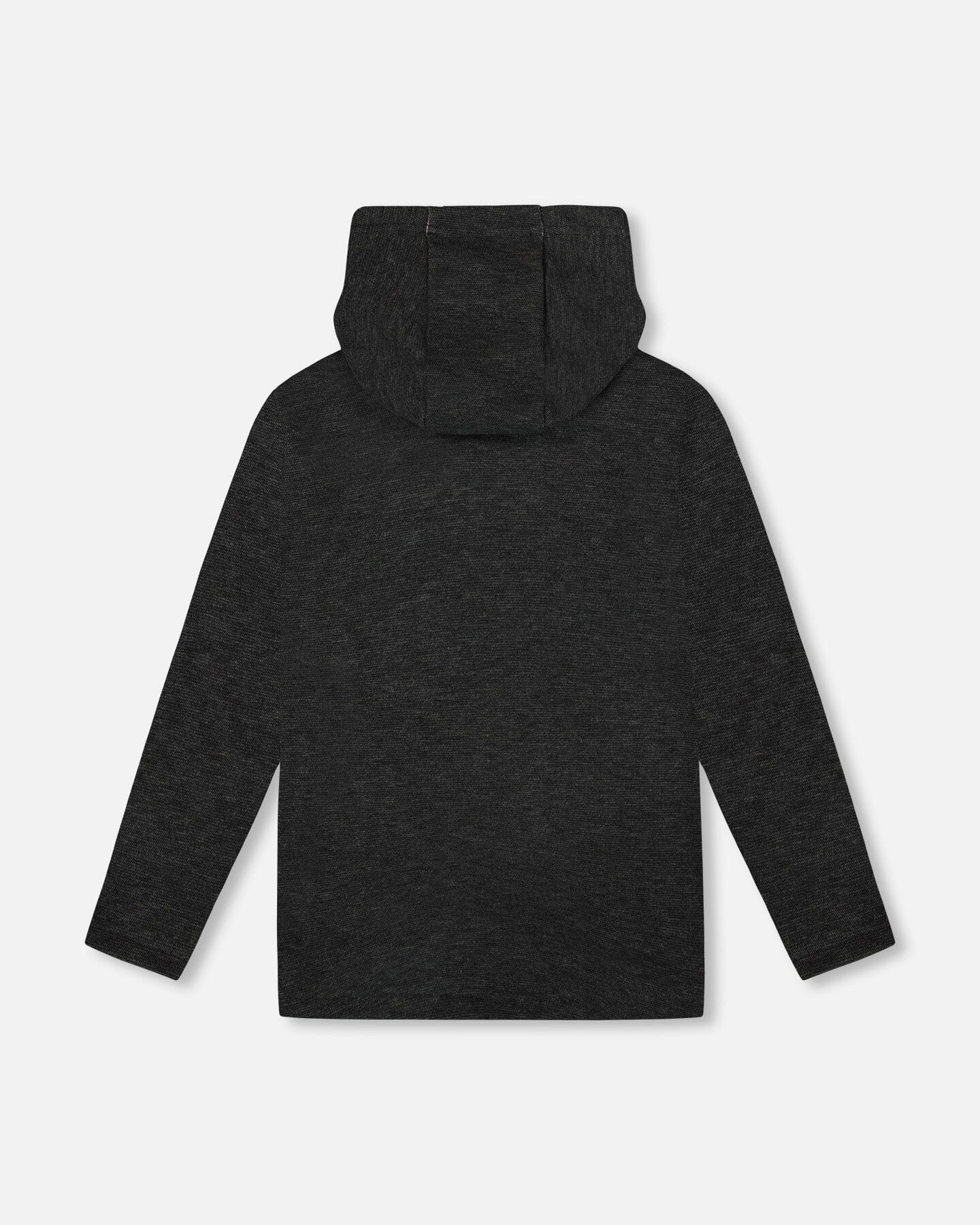 Long Sleeve Super Soft Brushed Jersey Hooded Tee Black - Deux par Deux