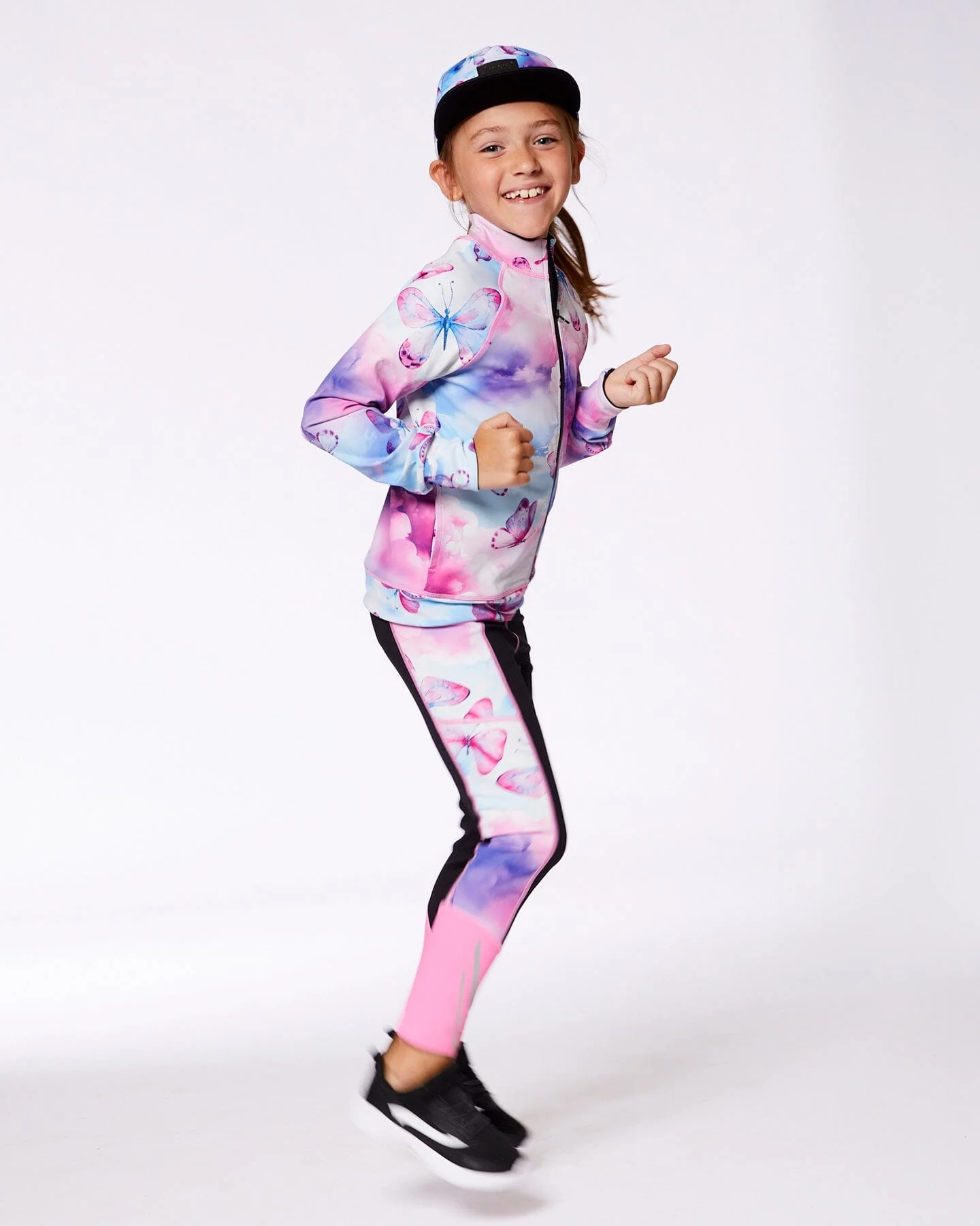 Printed Reversible Full Zip Athletic Cardigan Pink, Blue And Butterflies - Deux par Deux