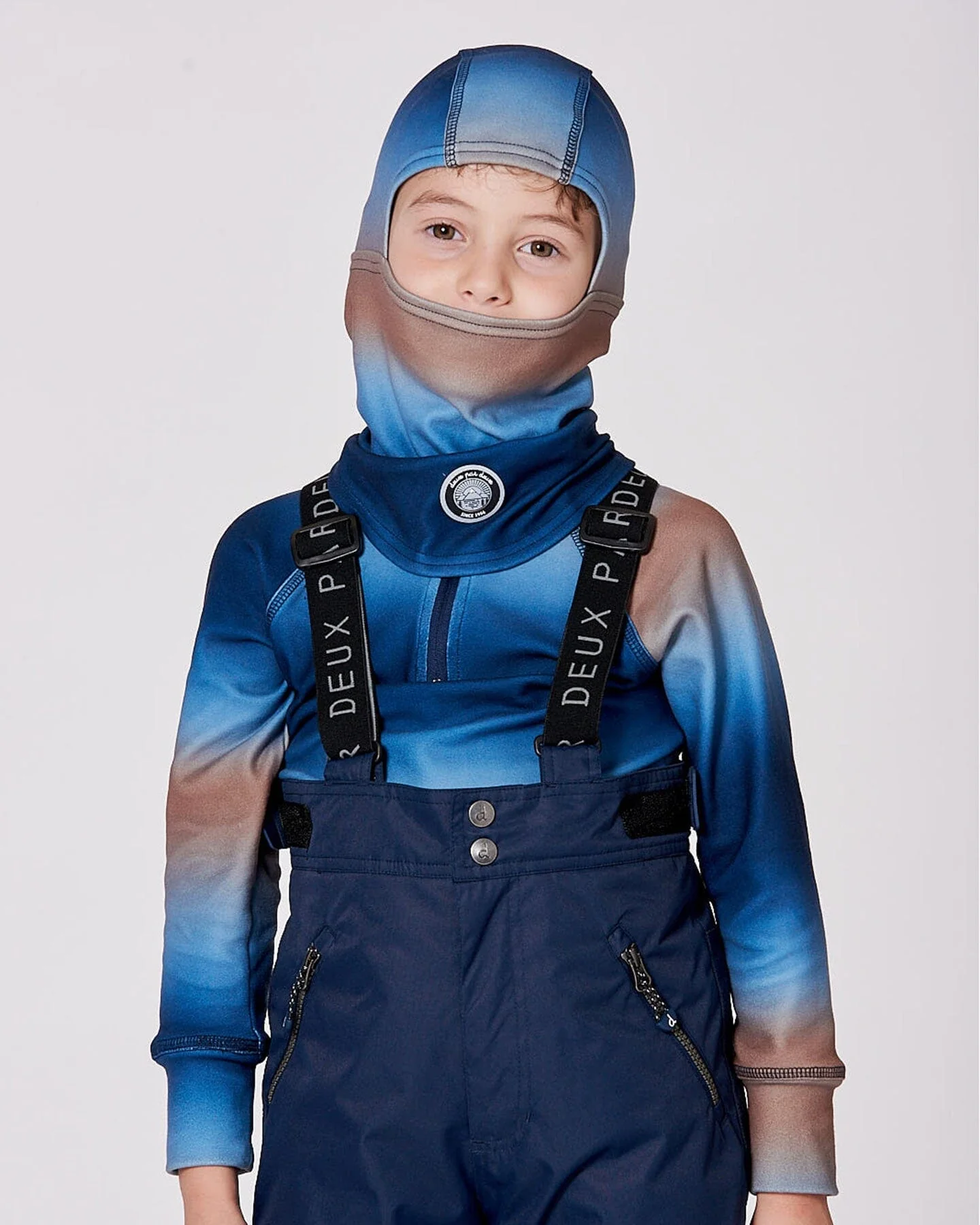 Brushed Jersey Balaclava Blue And Beige Gradient - Deux par Deux