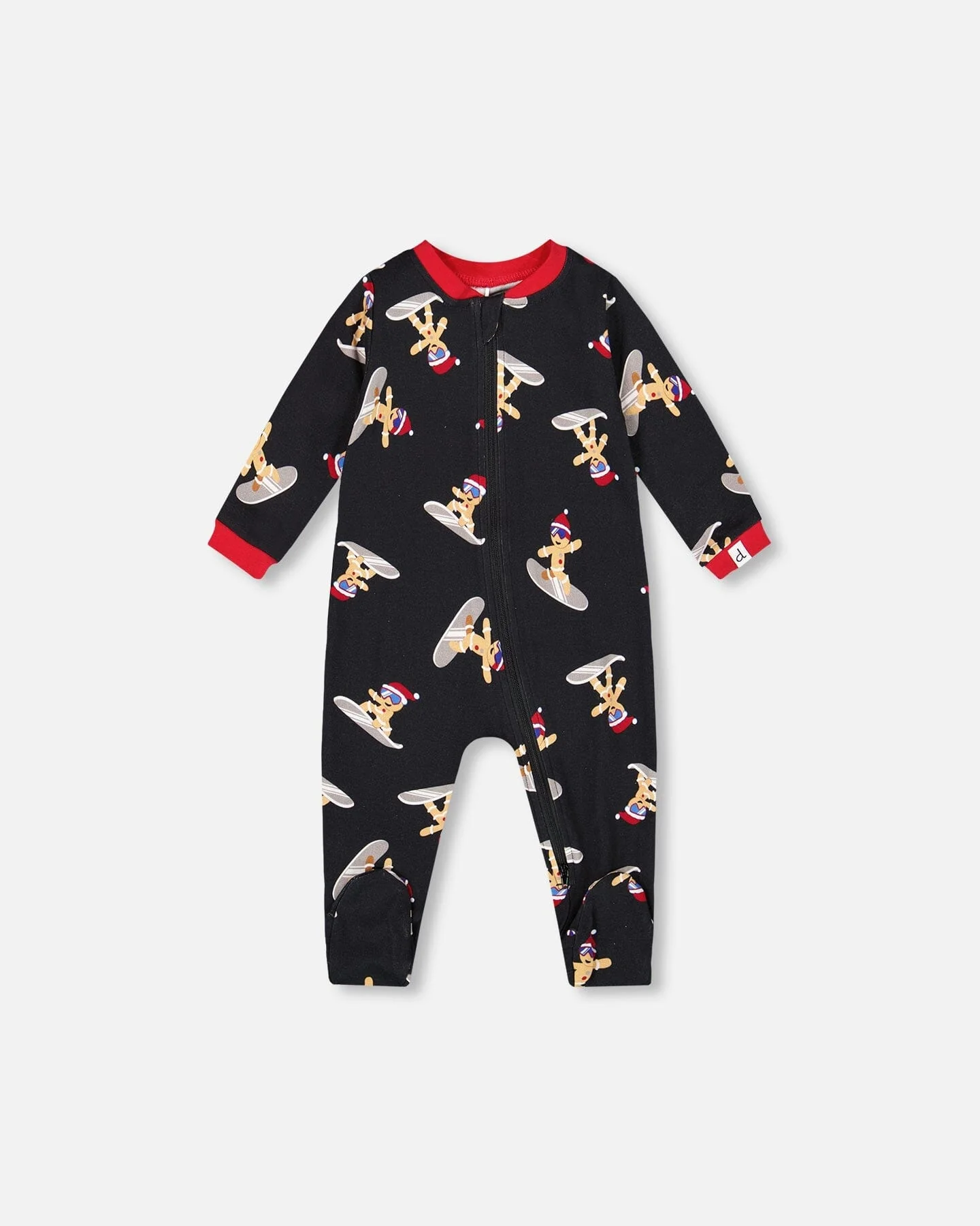 One-Piece Organic Cotton Pajama Black Cookie Print - Deux par Deux