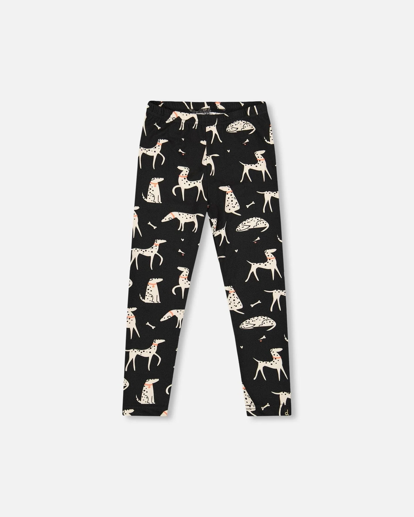 Printed Jersey Leggings Black With Dalmatians - Deux par Deux