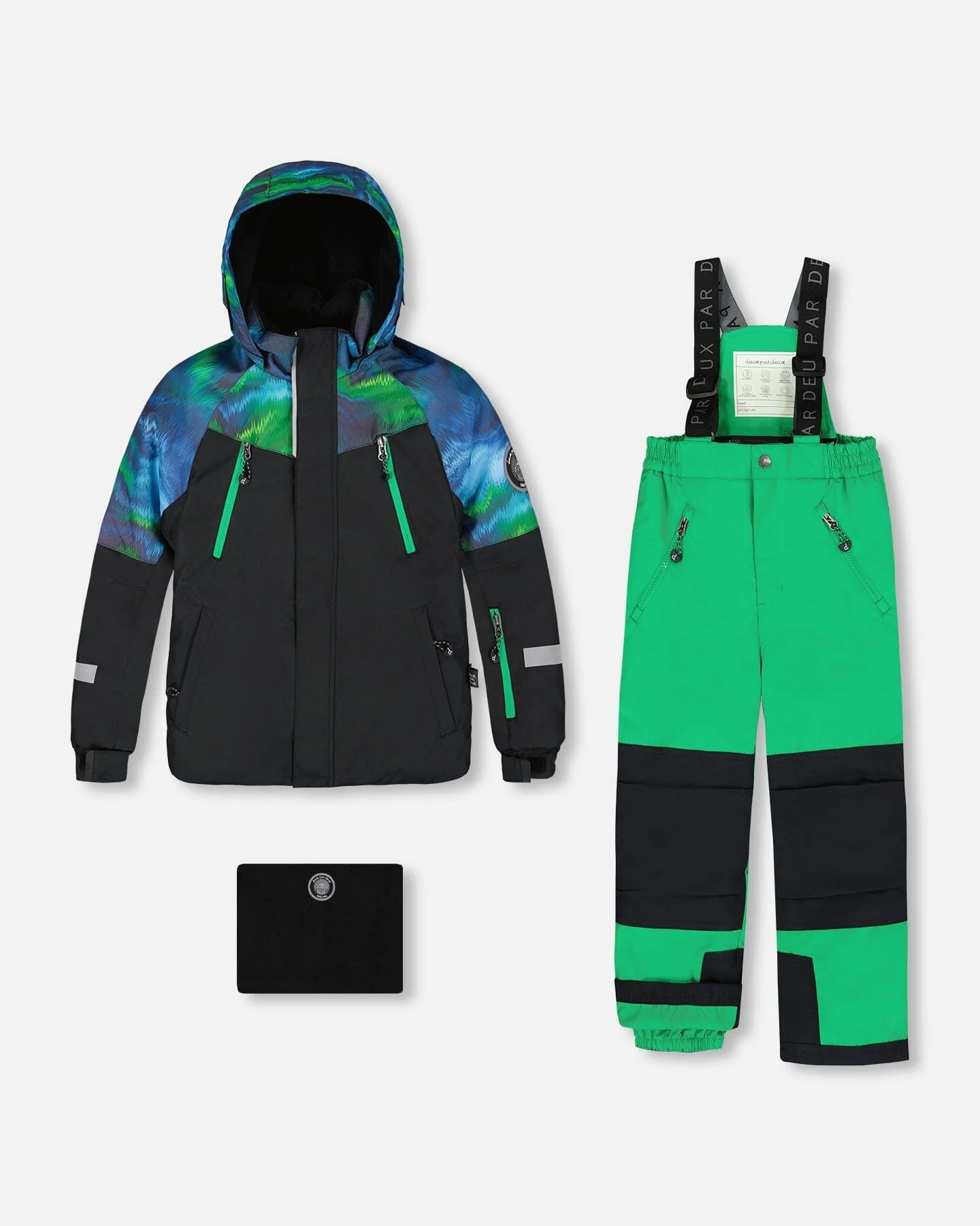 Two-Piece Play Snowsuit With Colorblocked Jacket Green - Deux par Deux