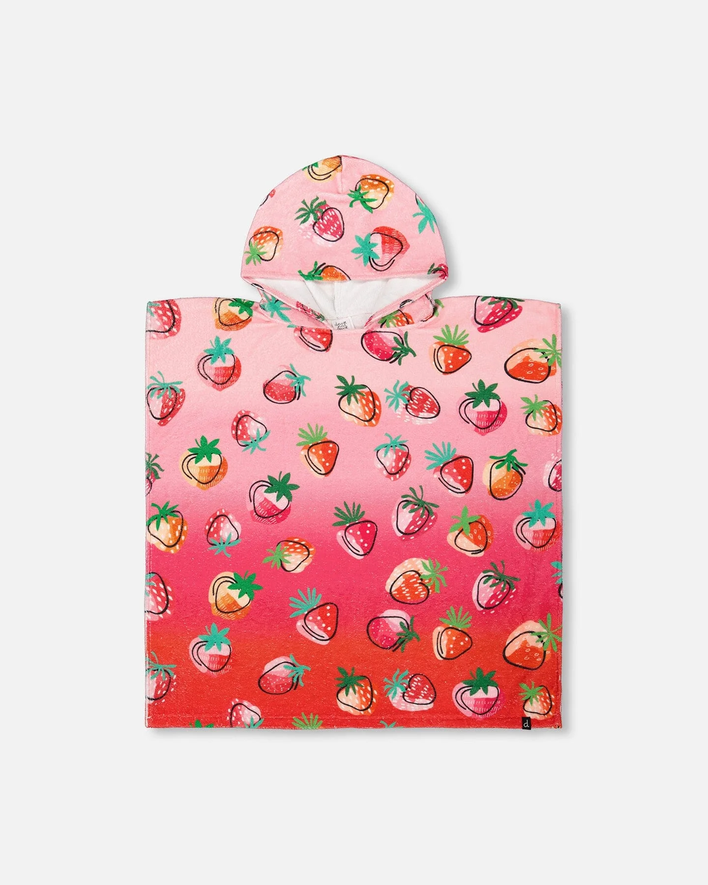 Bright Pink Strawberry Print Beach Poncho - Deux par Deux