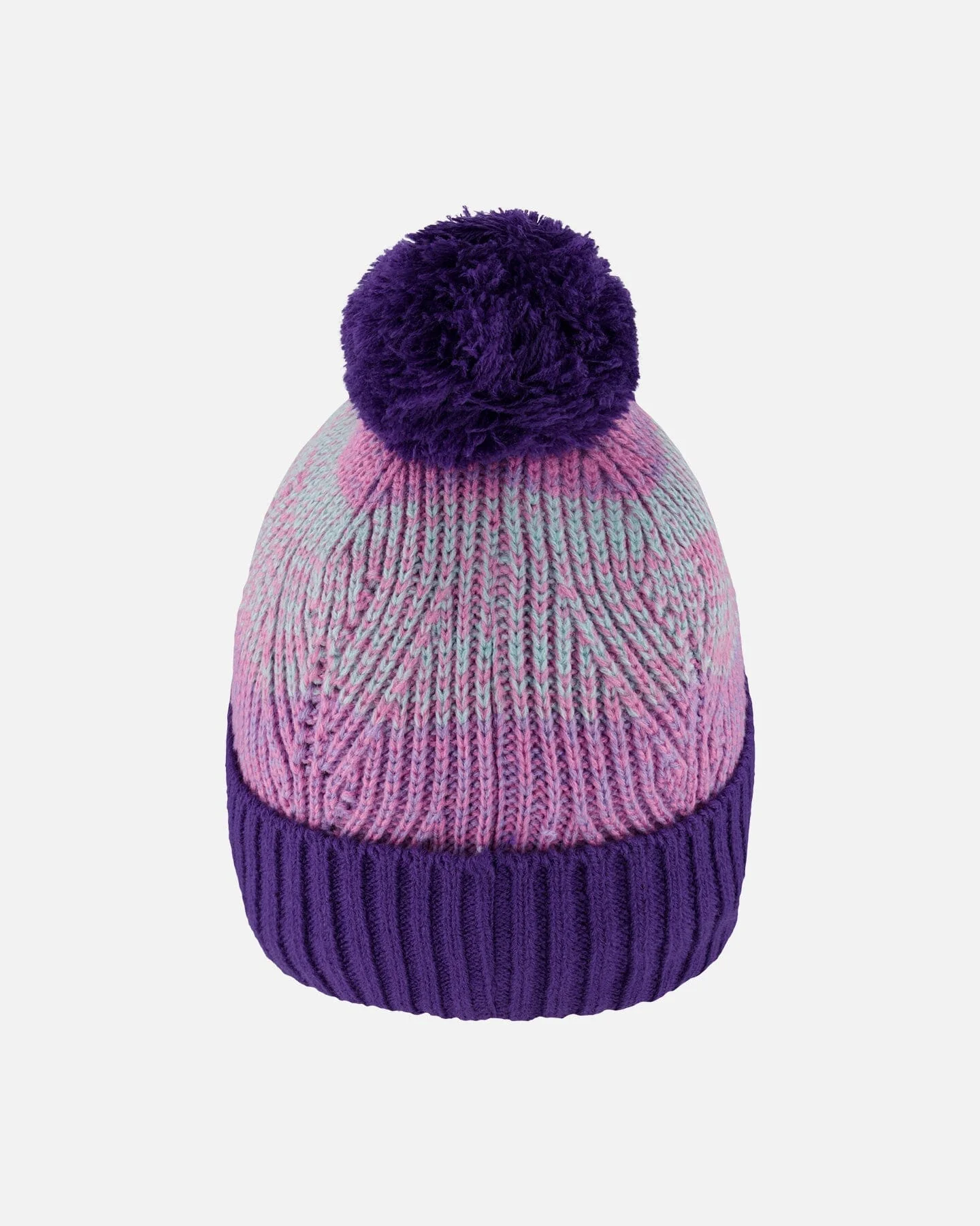 Lined Knit Pompom Hat Purple And Pink - Deux par Deux