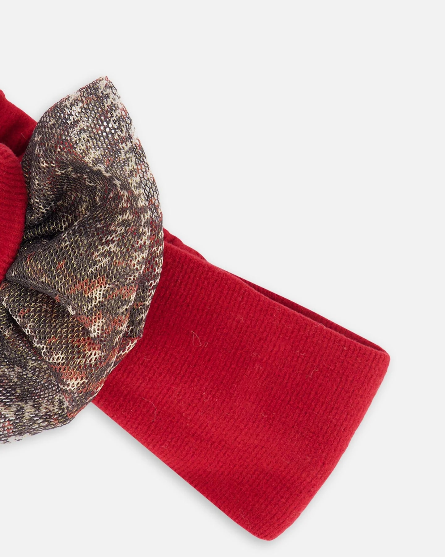 Headband With Glittering Tulle Bow Red Plaid - Deux par Deux