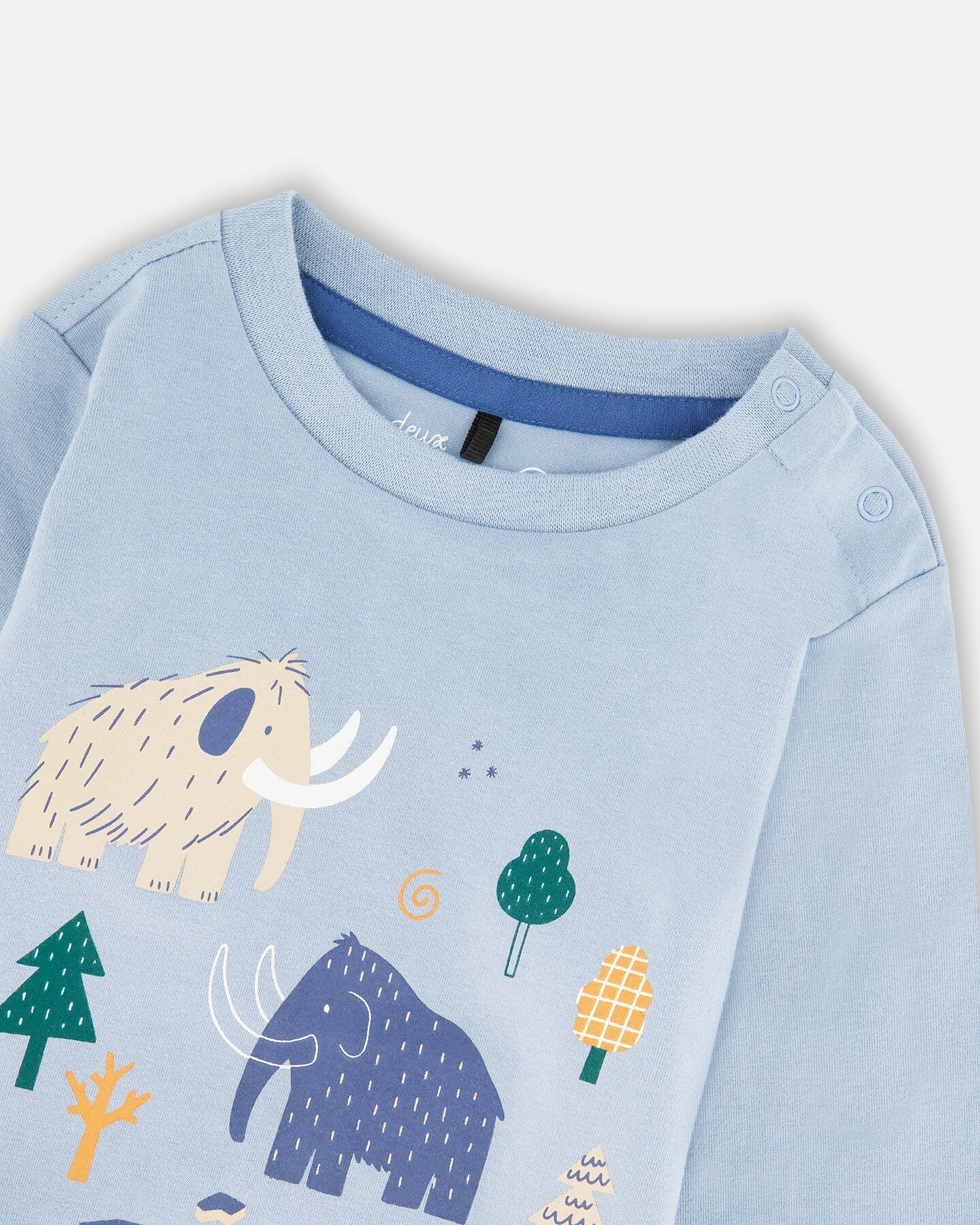 Organic Cotton Jersey Two-Piece Top And Pant Set Blue - Deux par Deux