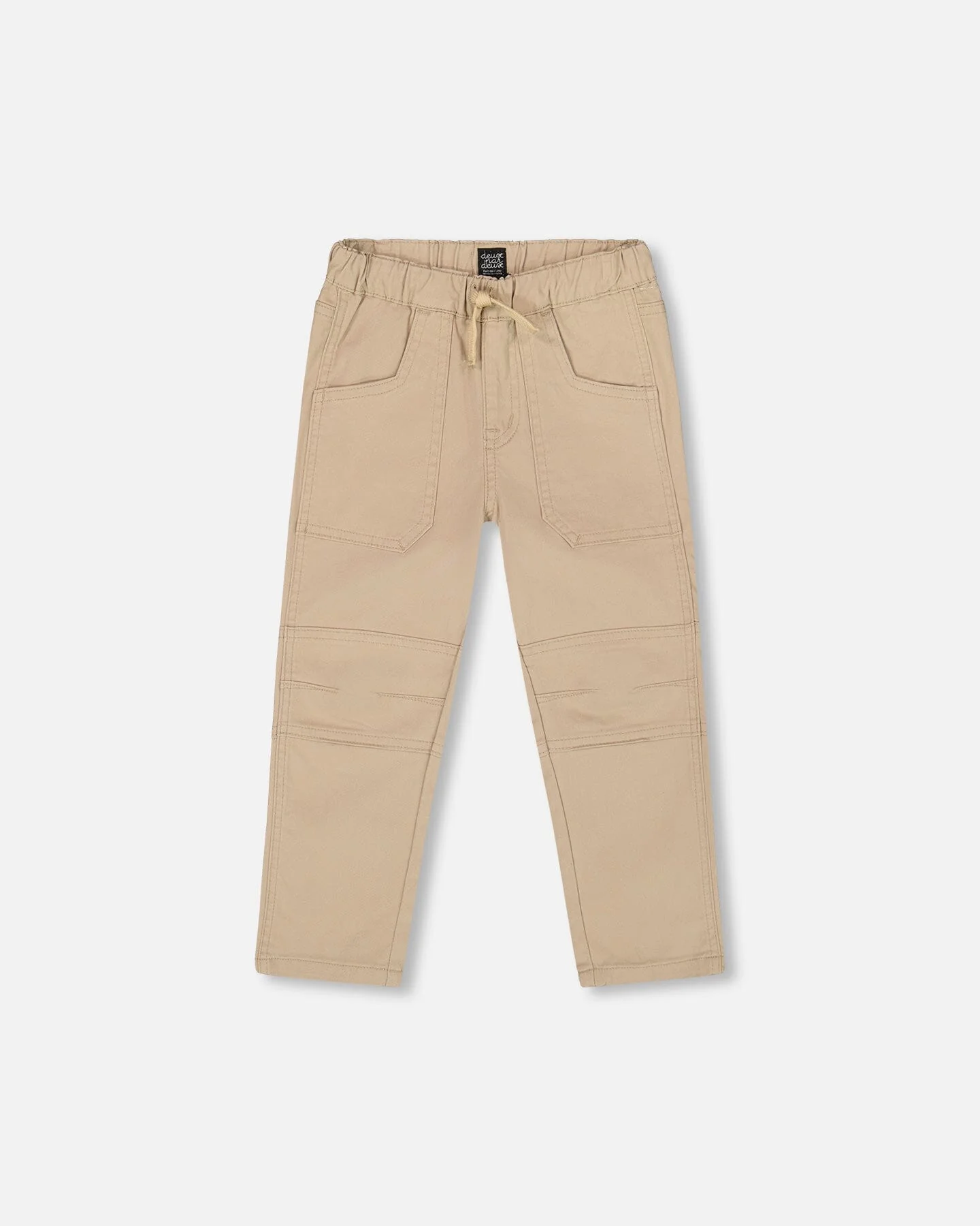 Twill Jogger Pants With Patch Pockets In Beige - Deux par Deux