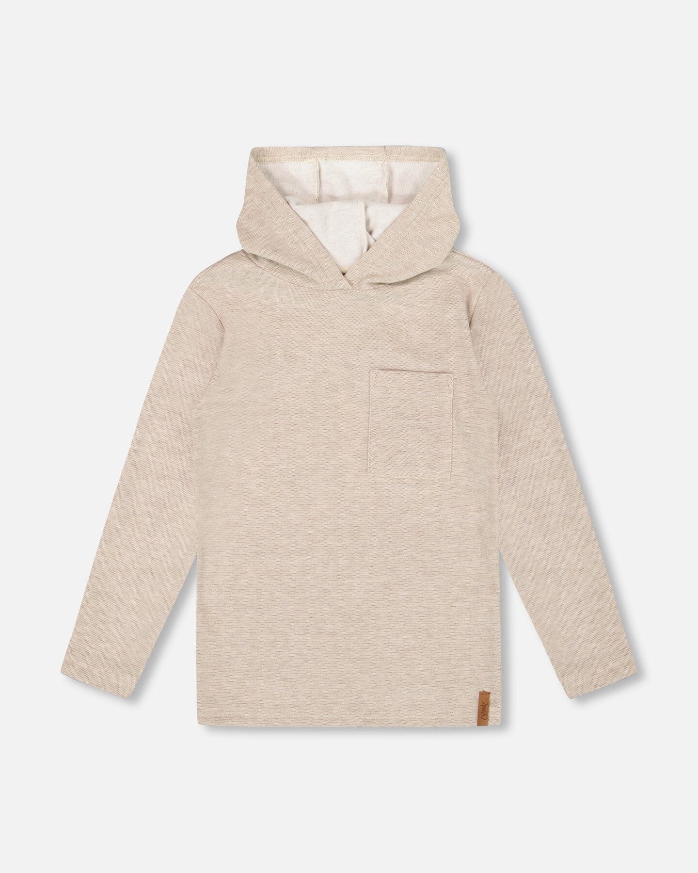Long Sleeve Super Soft Brushed Jersey Hooded Tee Heather Beige - Deux par Deux