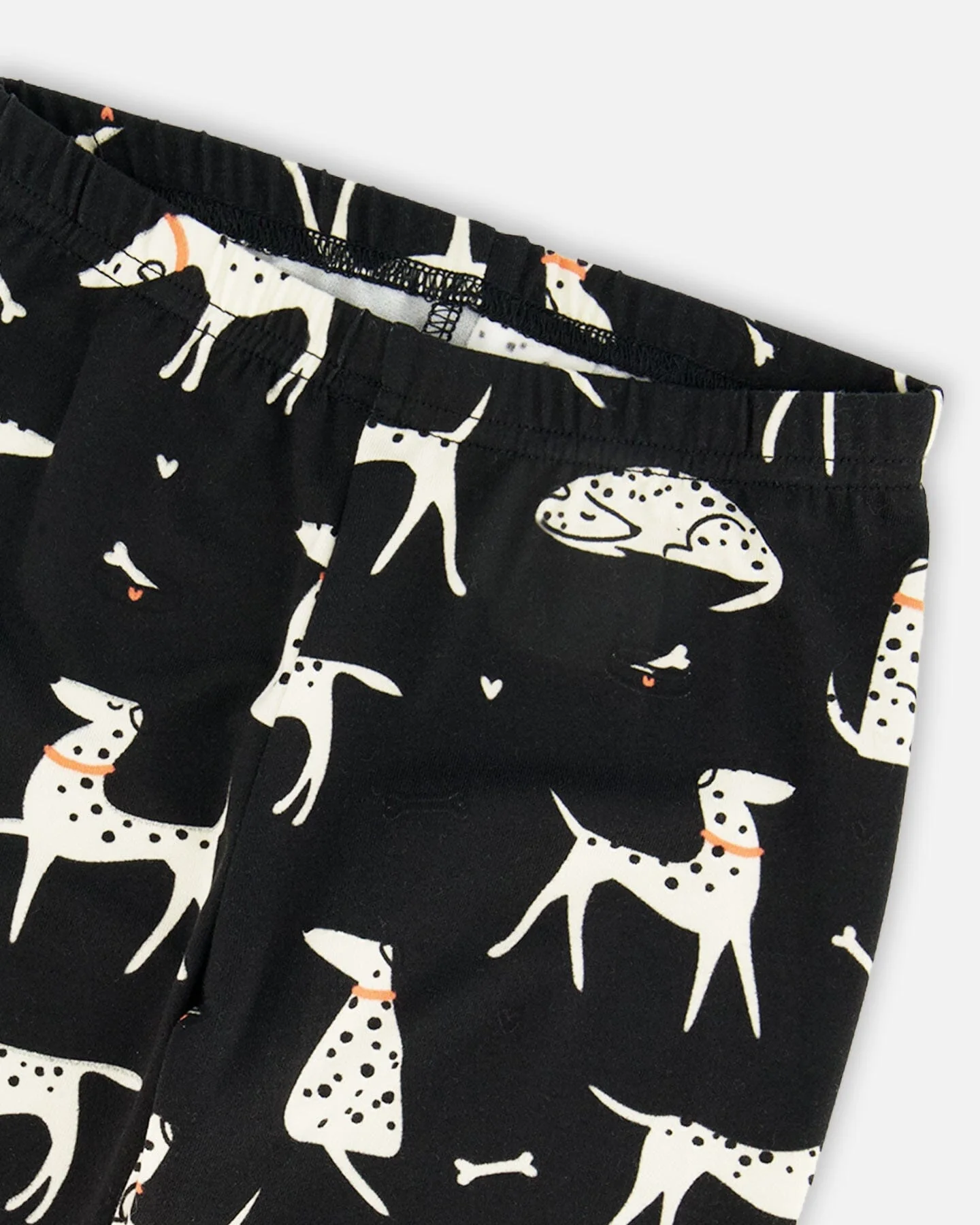 Printed Jersey Leggings Black With Dalmatians - Deux par Deux