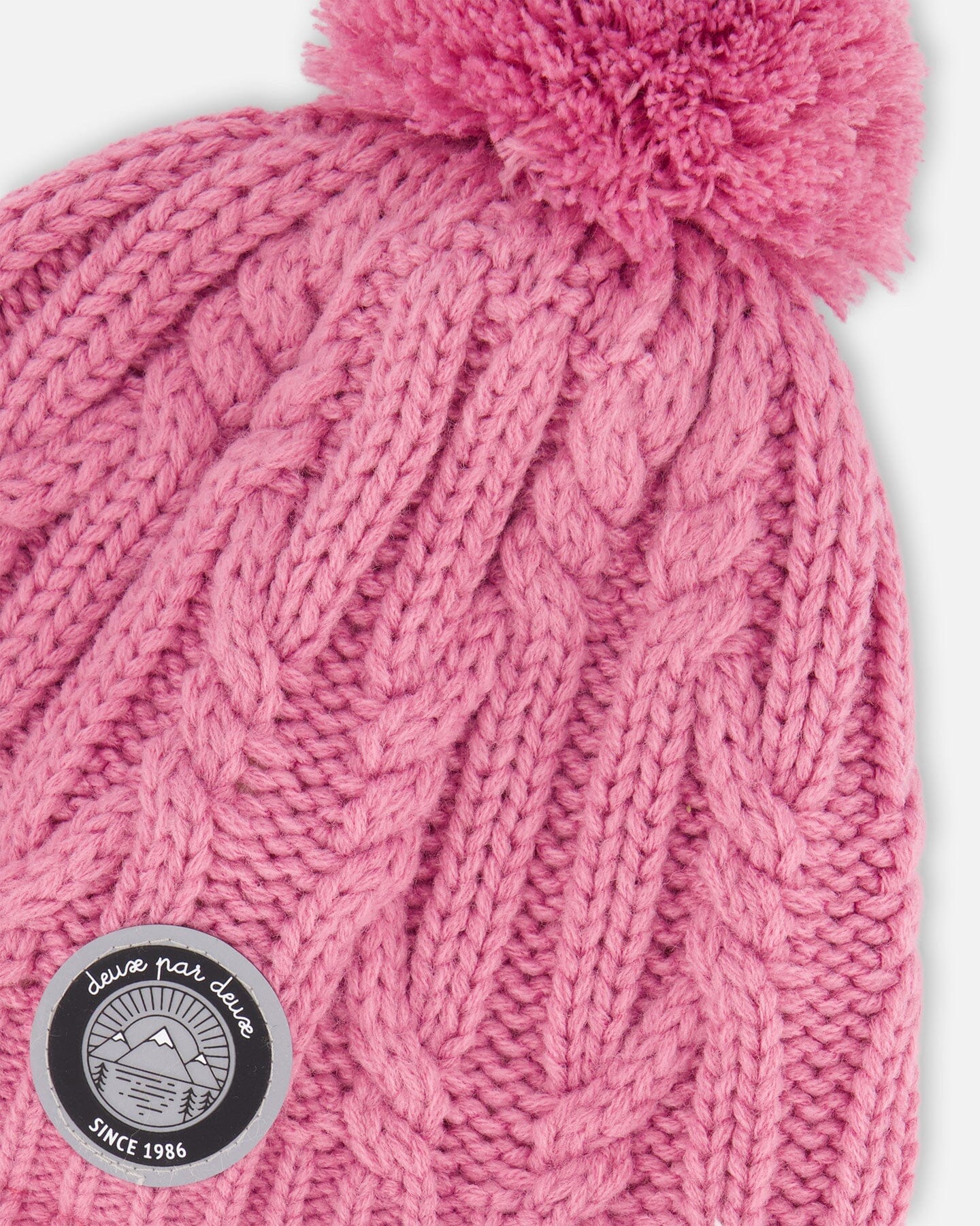 Lined Winter Hat With Pompom Purple - Deux par Deux