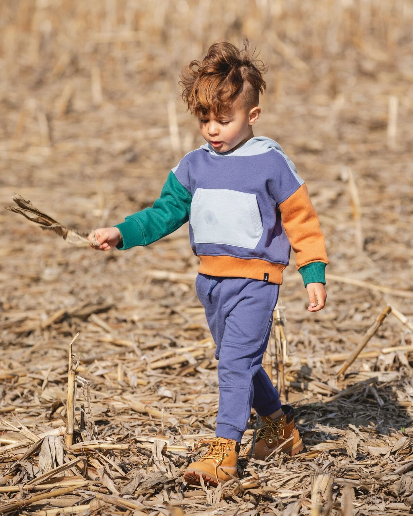 Fleece Sweatpants With Articulated Knees Blue - Deux par Deux