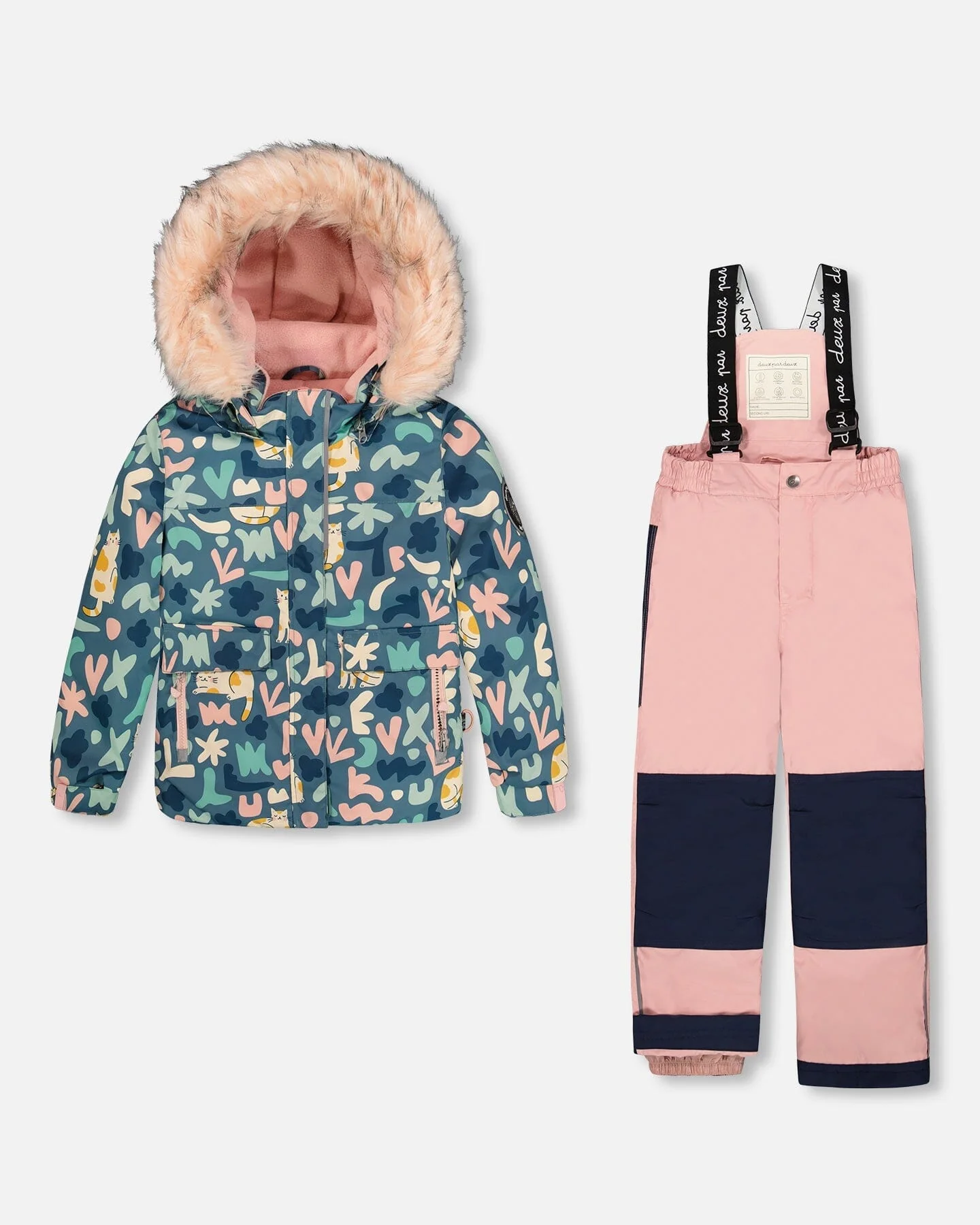 Two-Piece Discover Snowsuit With Printed Jacket Dusty Pink - Deux par Deux