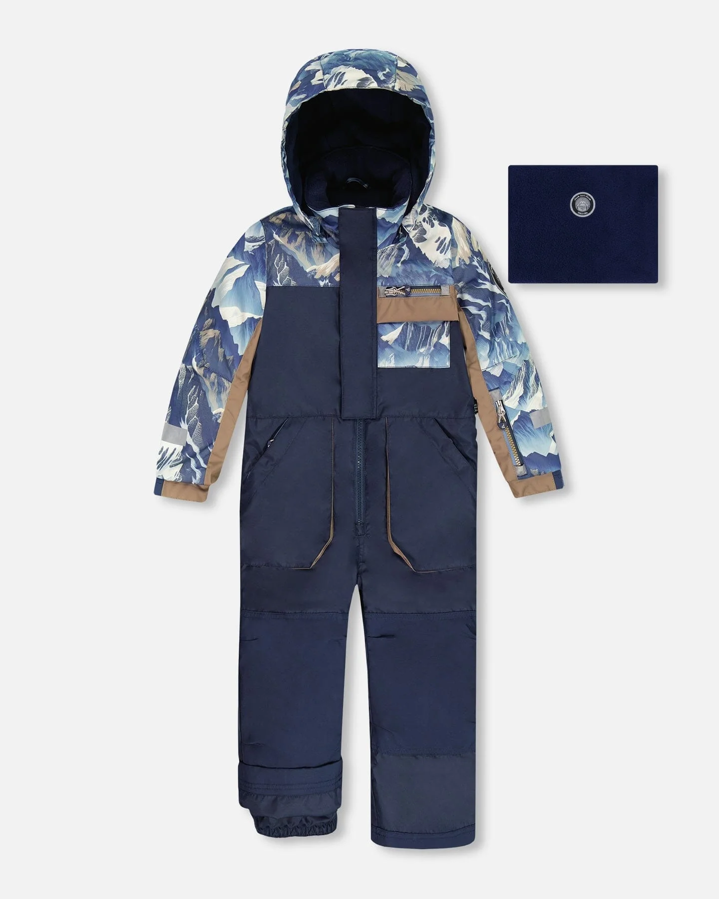 One-Piece Play Snowsuit With Mountains Print Navy Blue - Deux par Deux