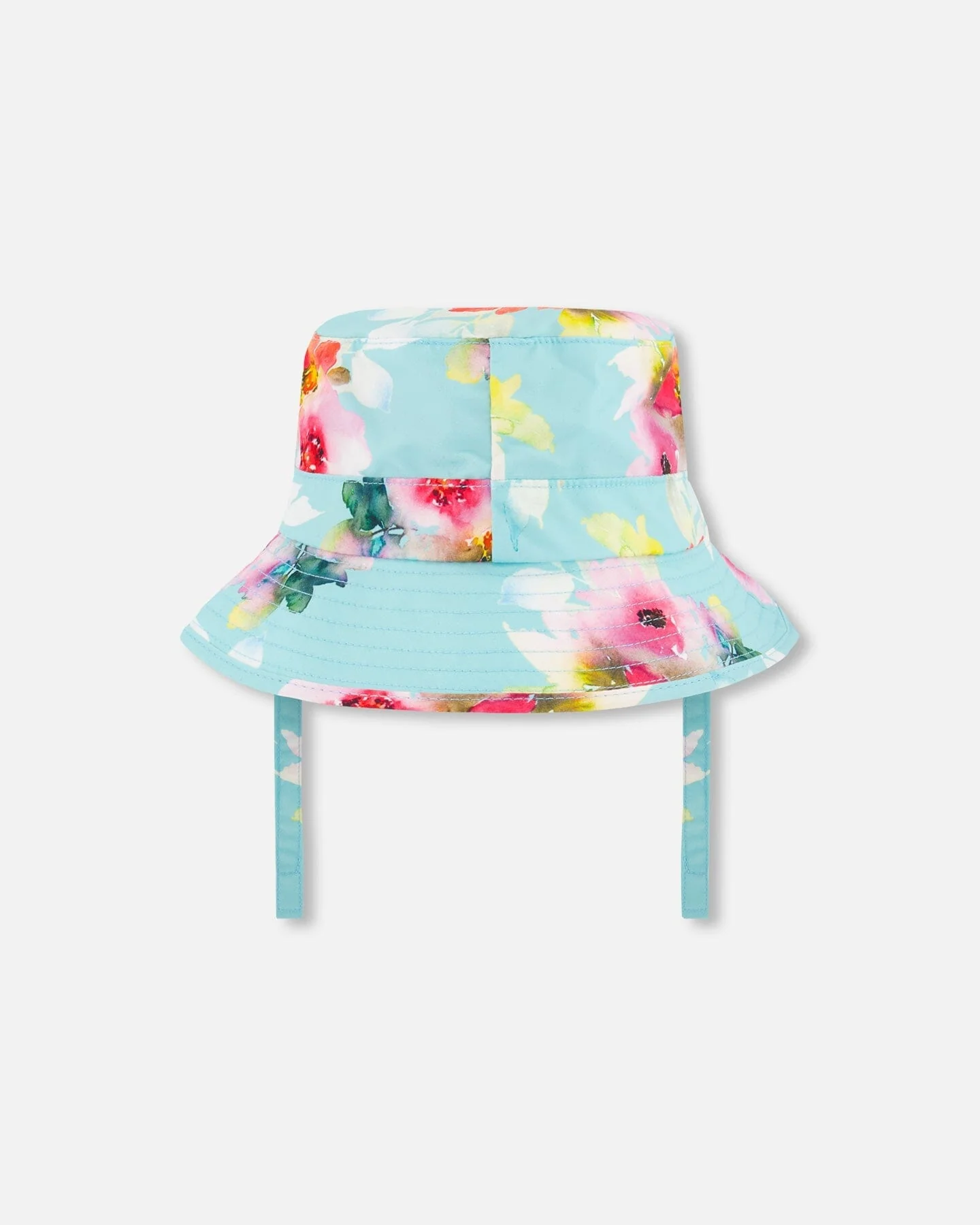 Printed Beach Sun Hat Turquoise And Pink Flowers - Deux par Deux