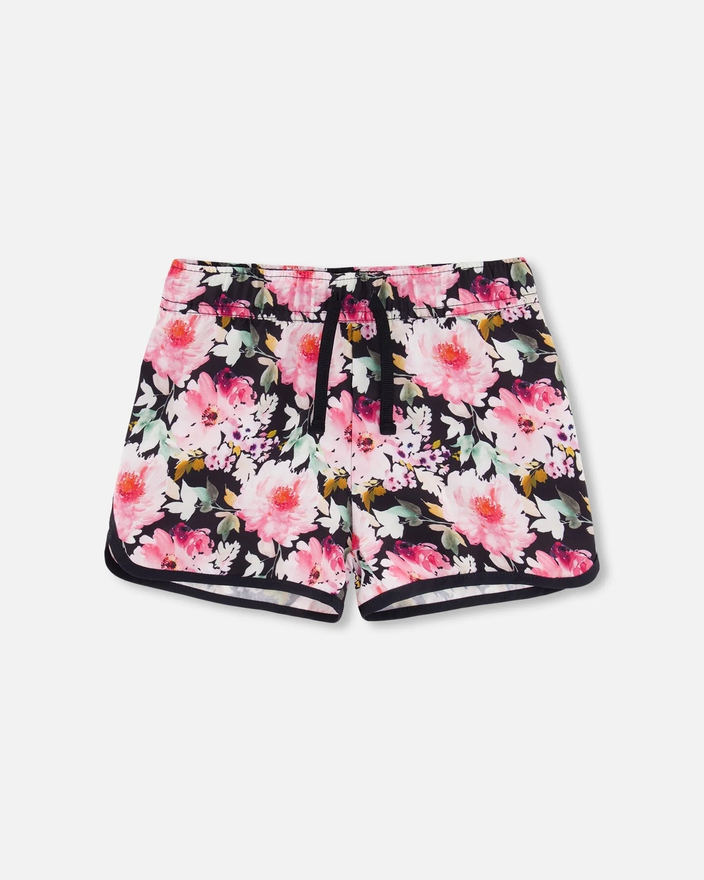 Athletic Shorts Black Printed Big Flowers - Deux par Deux