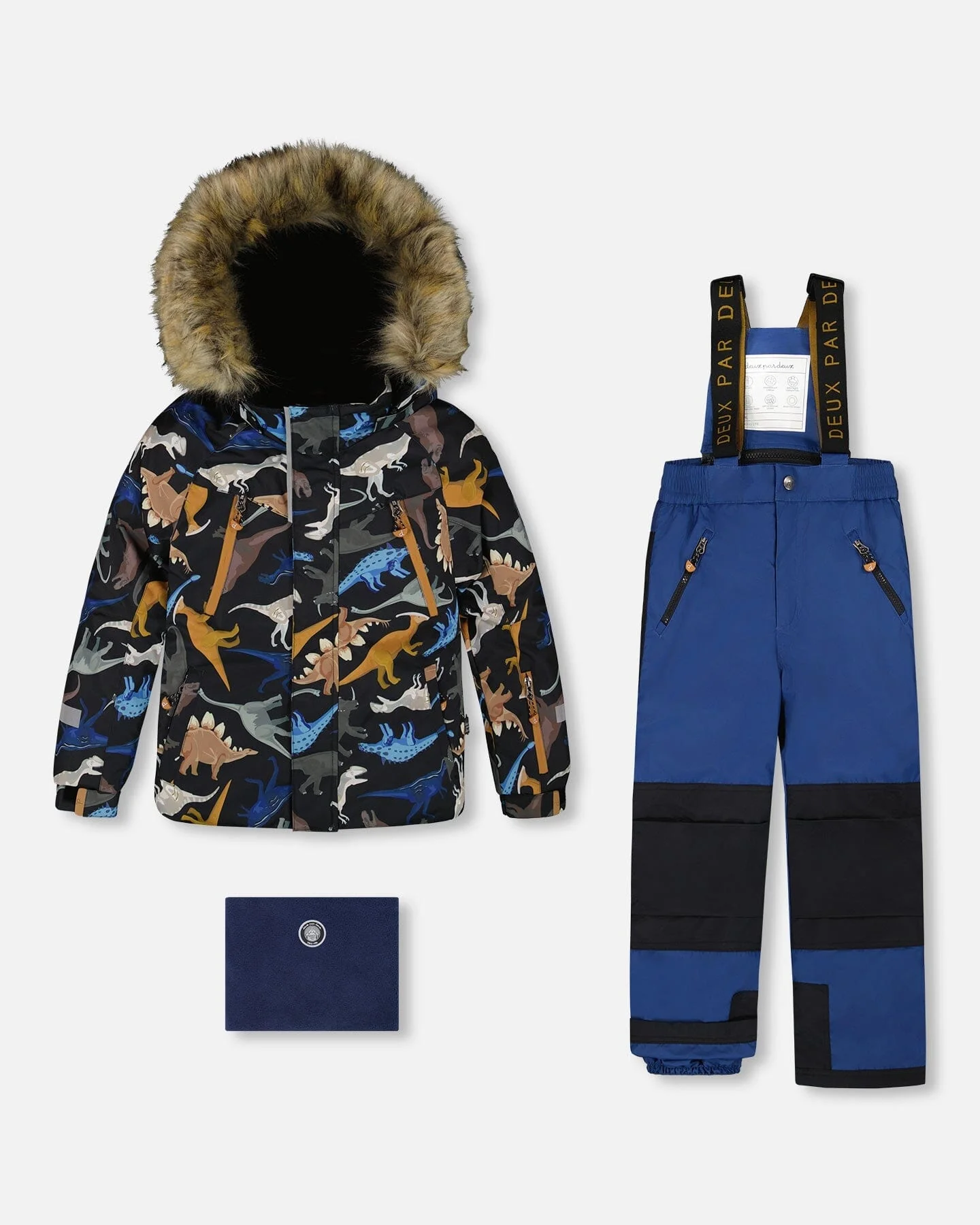 Two-Piece Play Snowsuit With Printed Dinosaurs Jacket Navy Blue - Deux par Deux