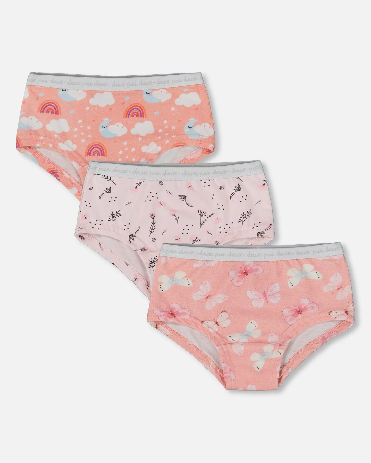 Printed Organic Cotton Boyshort Panties (Pack Of 3) Multicolored - Deux par Deux