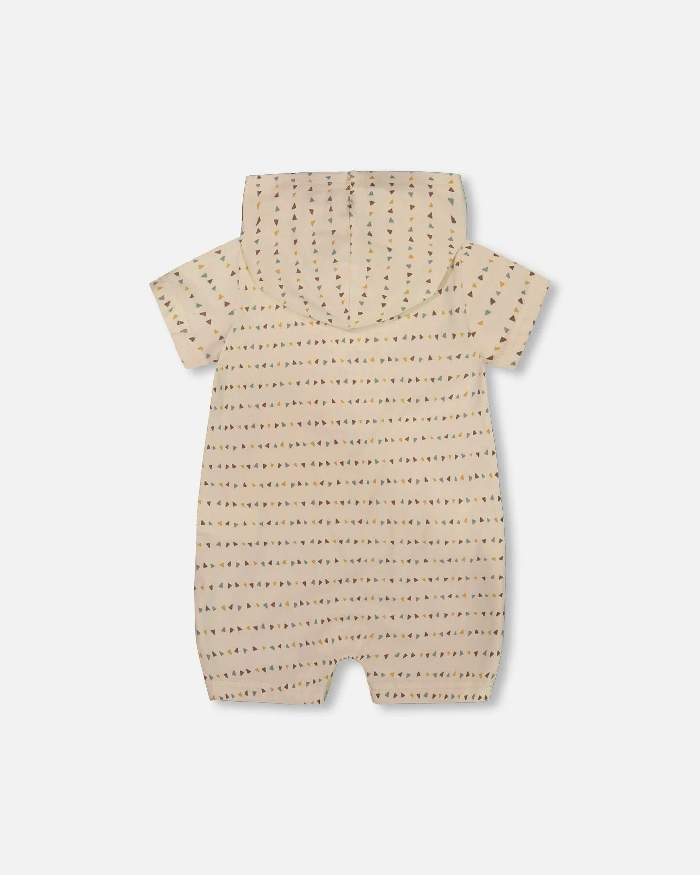 Printed Organic Cotton Hooded Romper Off-White - Deux par Deux