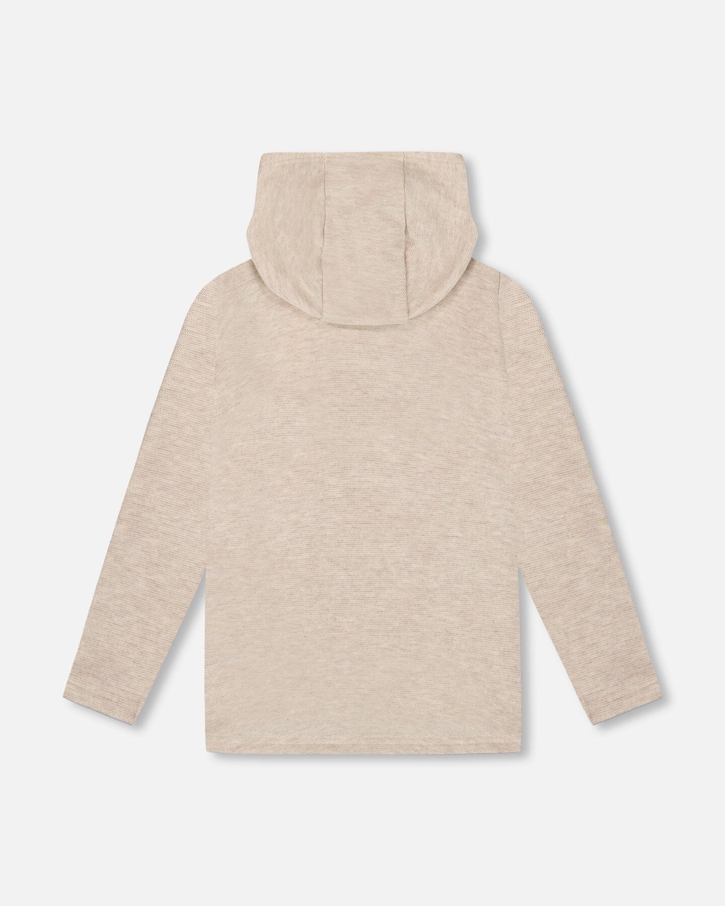 Long Sleeve Super Soft Brushed Jersey Hooded Tee Heather Beige - Deux par Deux