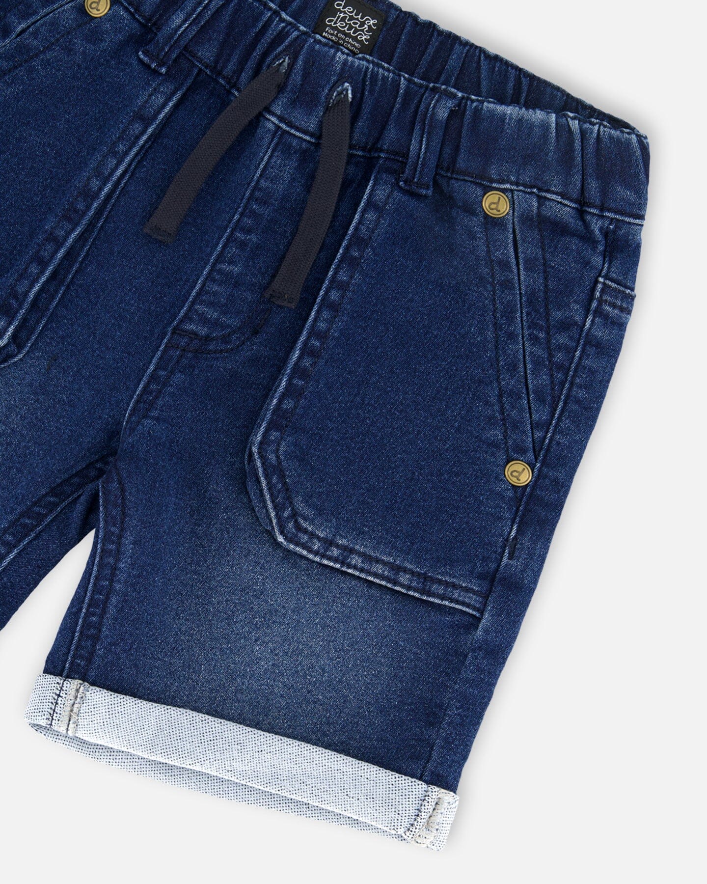 French Terry Denim Short Dark Denim Blue - Deux par Deux