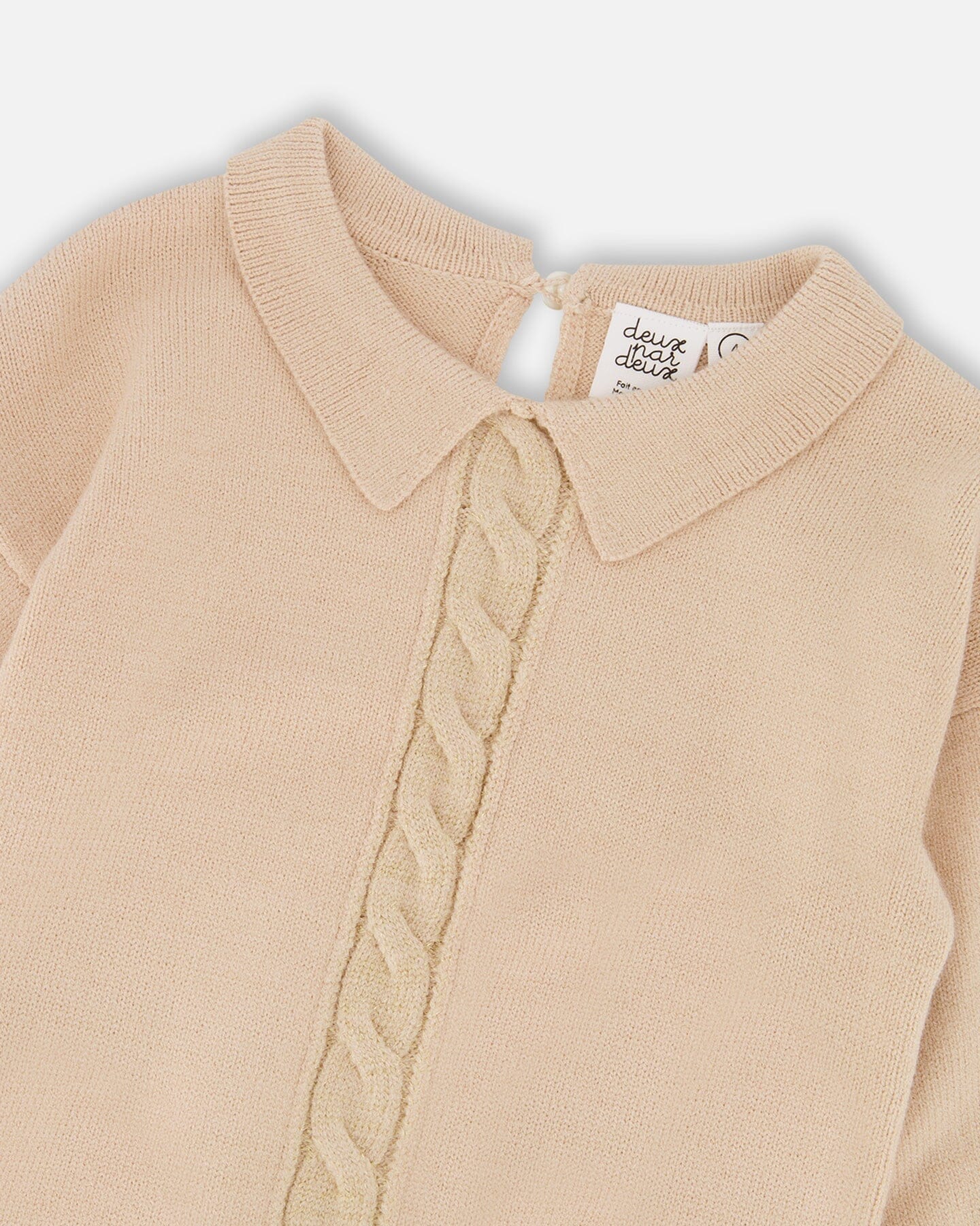 3/4 Sleeve Knitted Sweater Beige - Deux par Deux