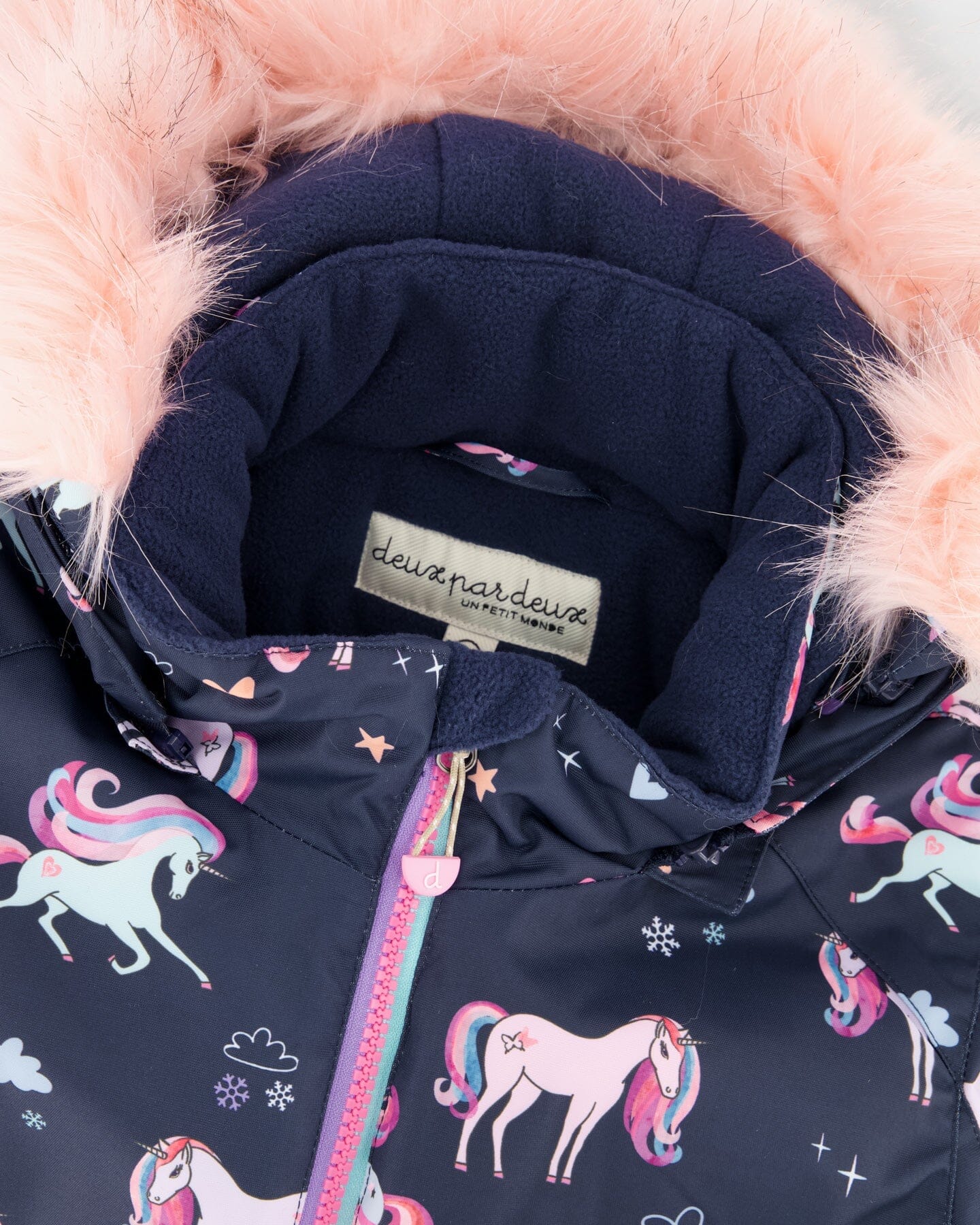 Two-Piece Play Snowsuit Navy Unicorn Print - Deux par Deux