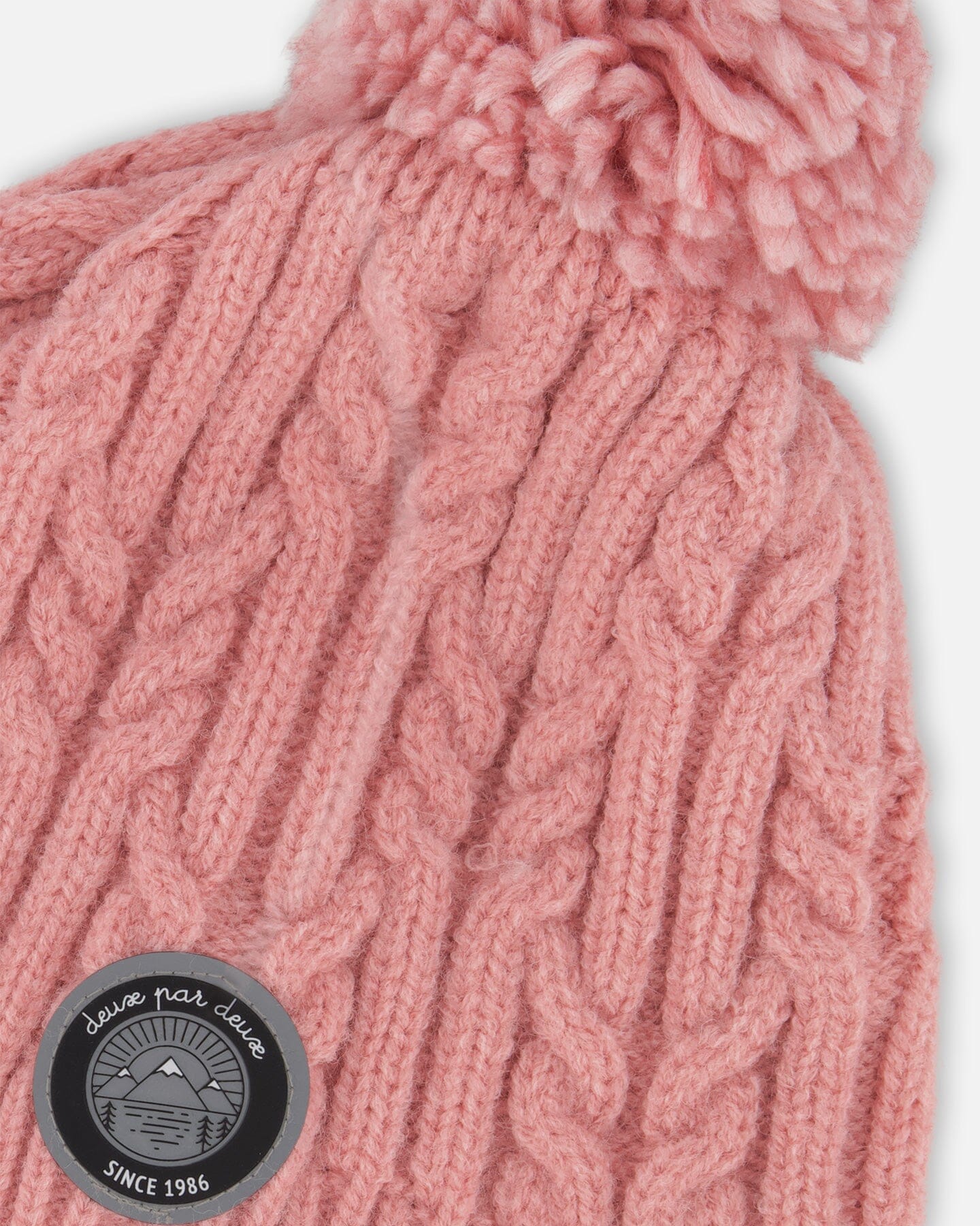 Lined Winter Hat With Pompom Dusty Pink - Deux par Deux