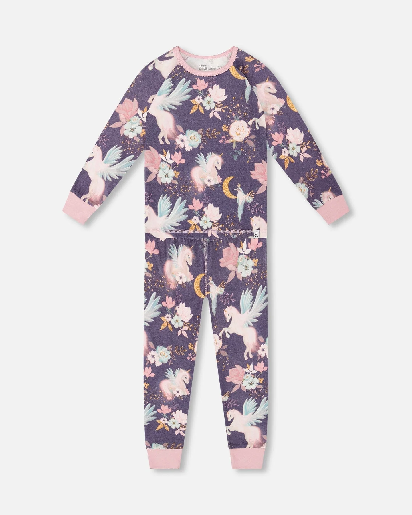 Organic Cotton Two-Piece Pajamas Watercolor Unicorns - Deux par Deux