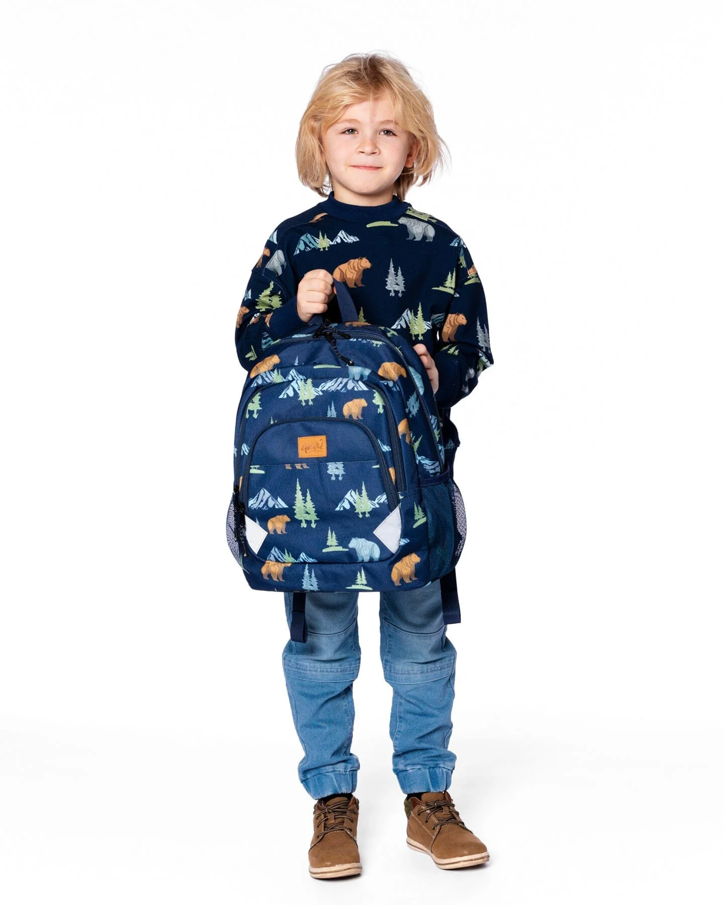 Little Kids Backpack Navy Animal Print - Deux par Deux