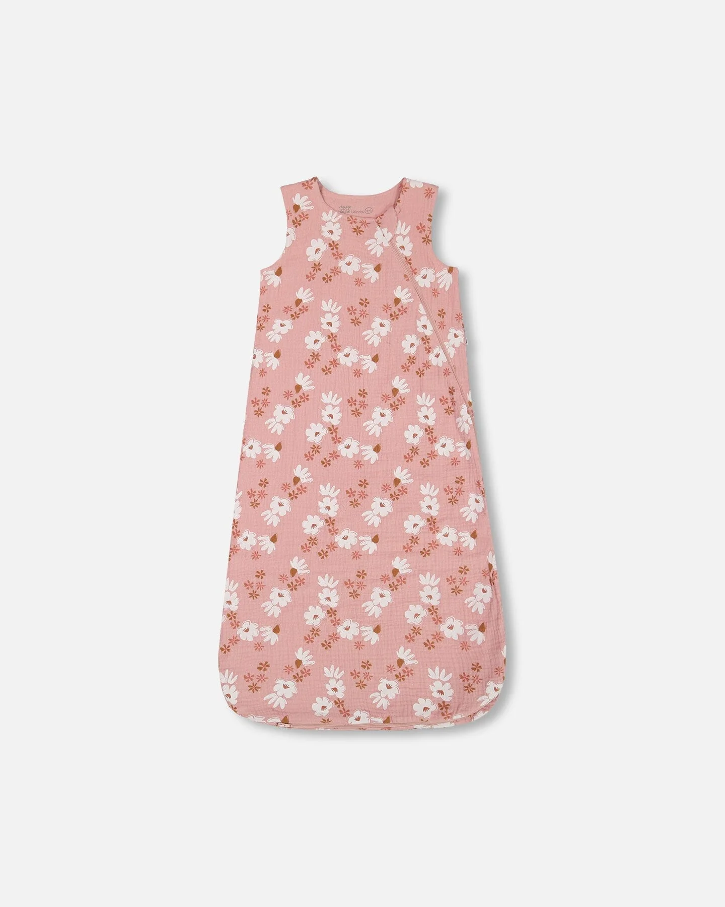 Printed Muslin Sleep Sack Pink And White Flowers - Deux par Deux