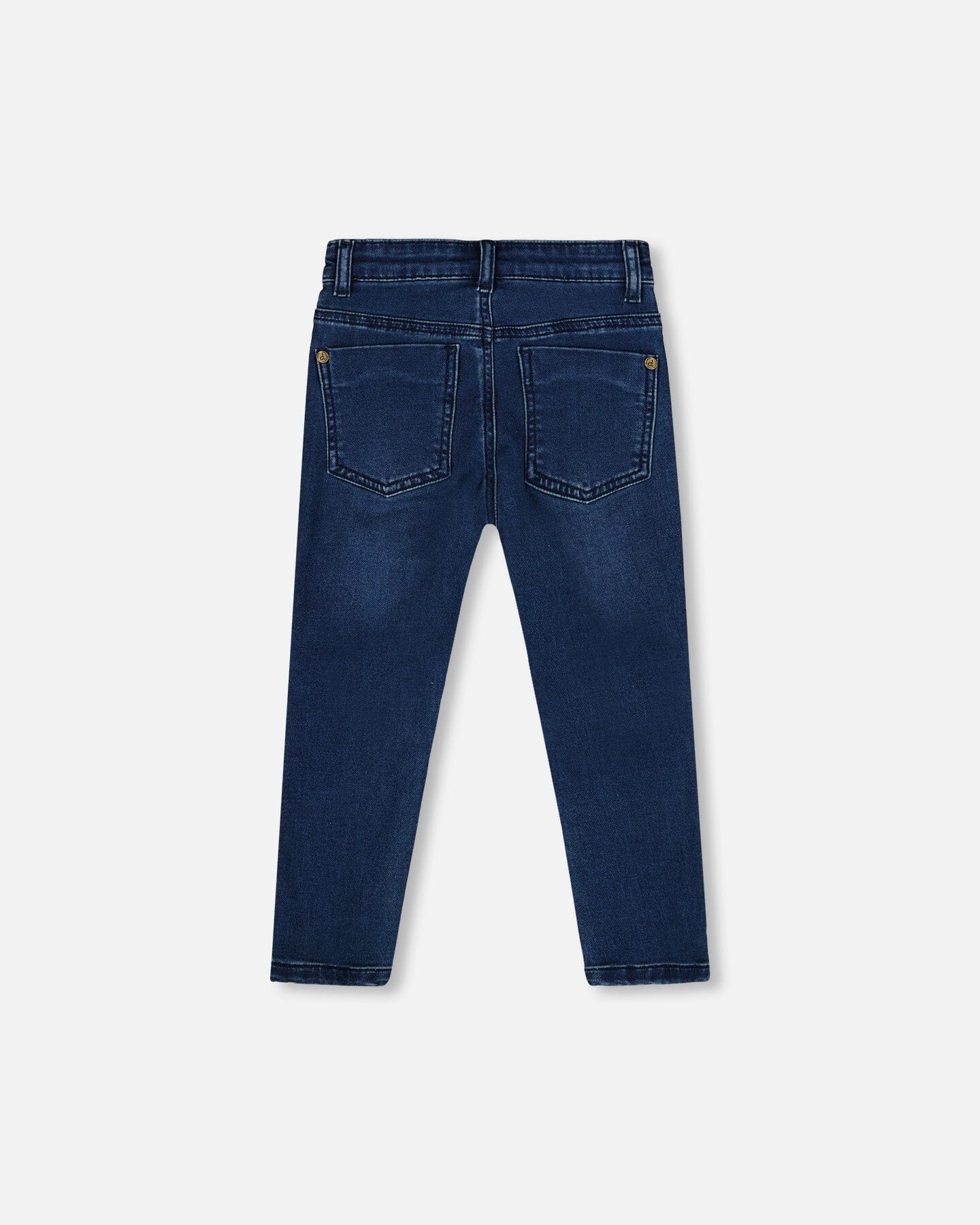 French Terry Blue Denim Pants With Contrasting Patch - Deux par Deux