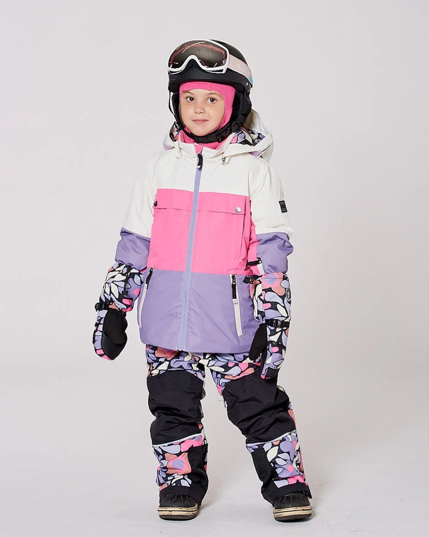 Two-Piece Teknik Snowsuit Black Retro Flower Print - Deux par Deux