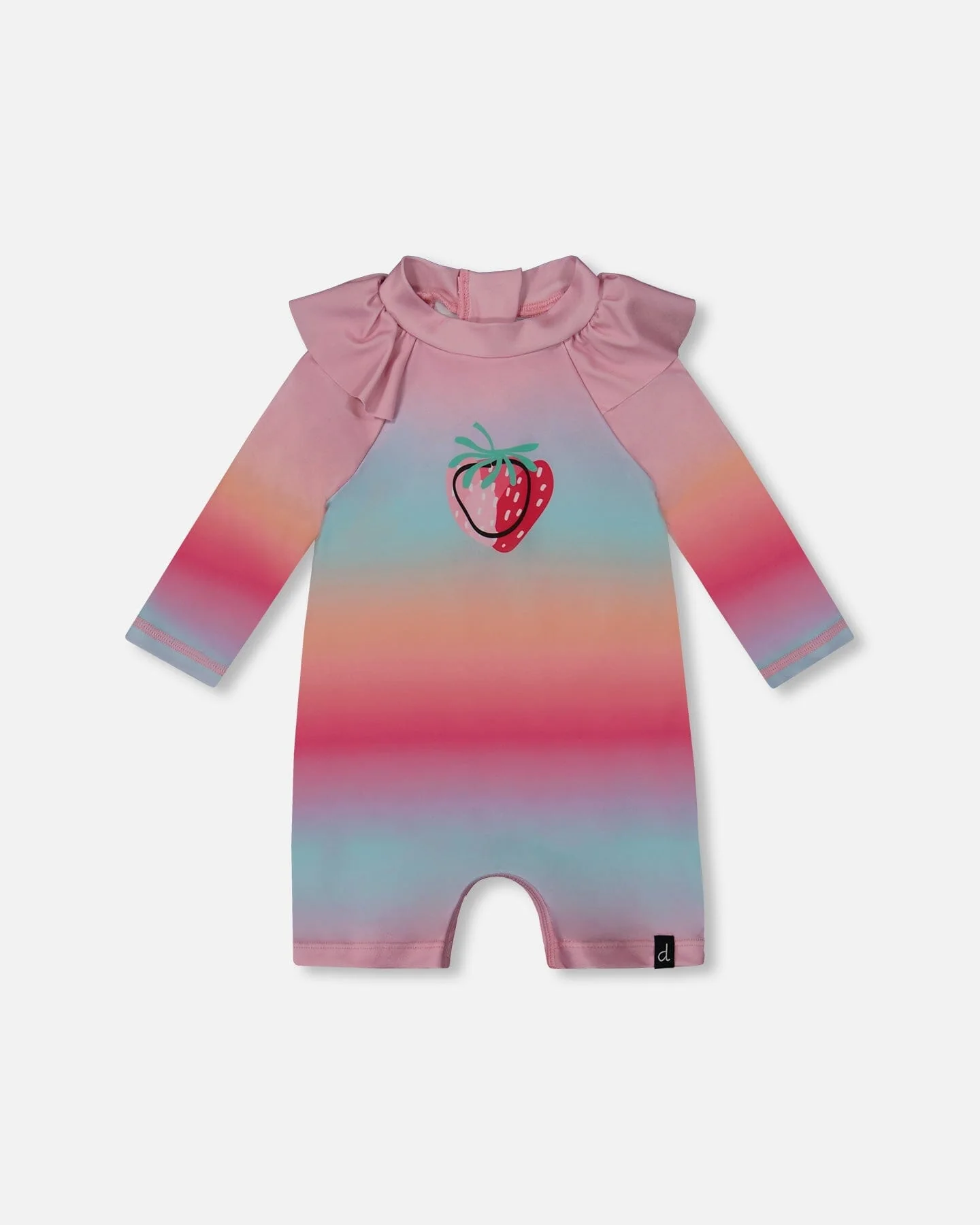 Long Sleeve One-Piece Rashguard Pink, Orange, And Turquoise - Deux par Deux