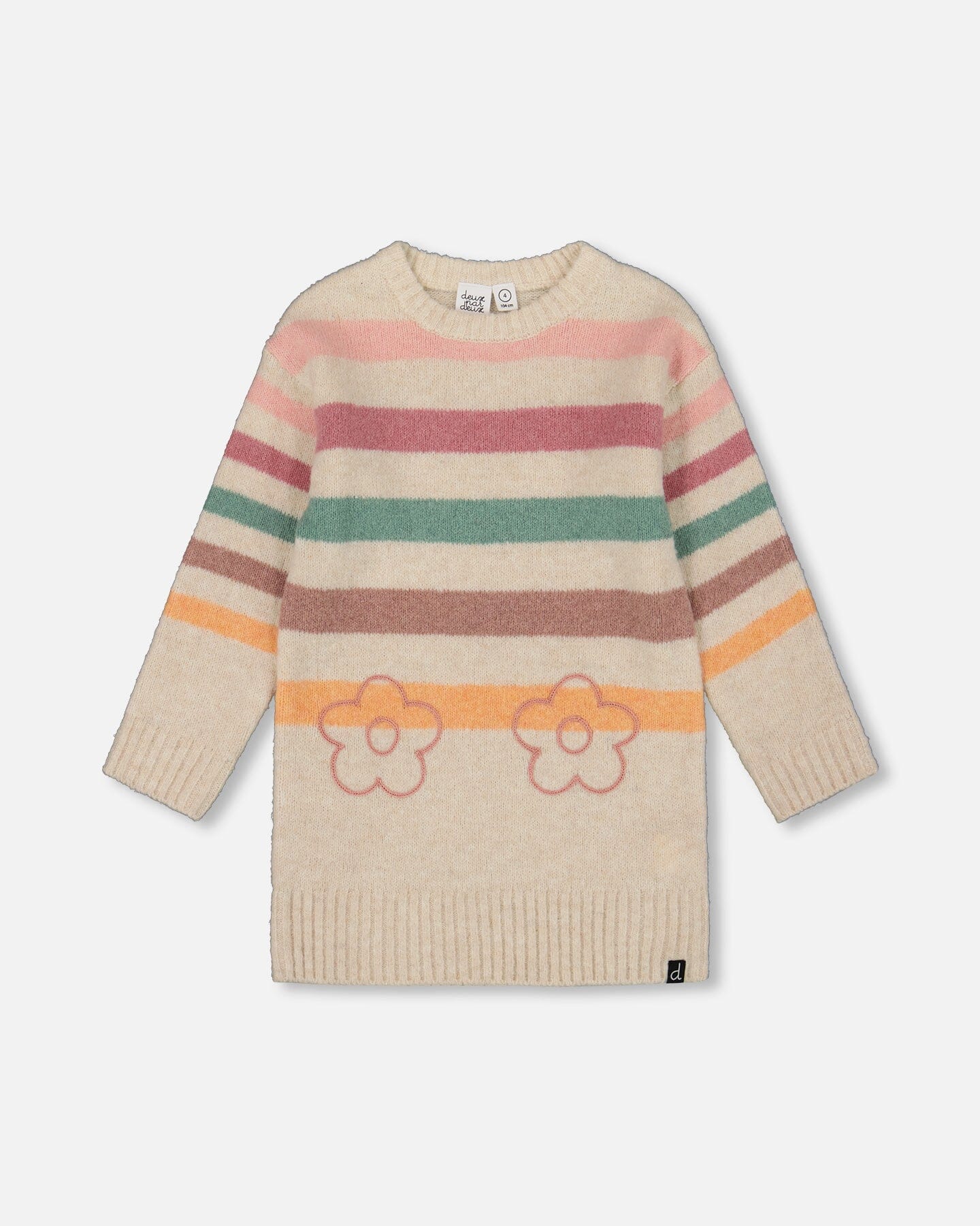 Knitted Tunic Off-White With Stripes - Deux par Deux