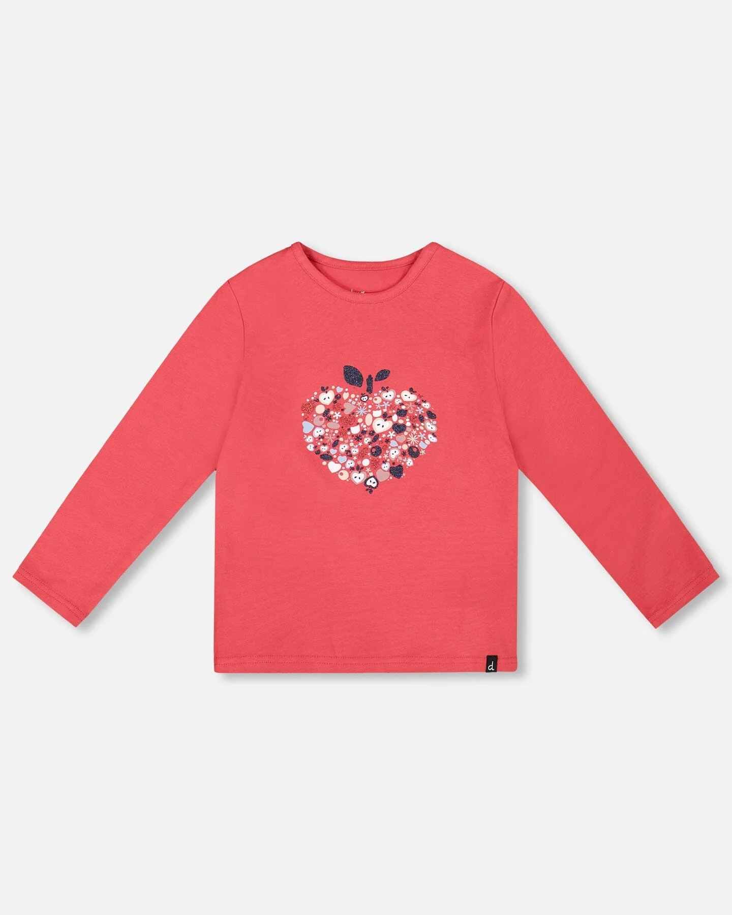 Organic Cotton T-Shirt Red With Mini Apples - Deux par Deux