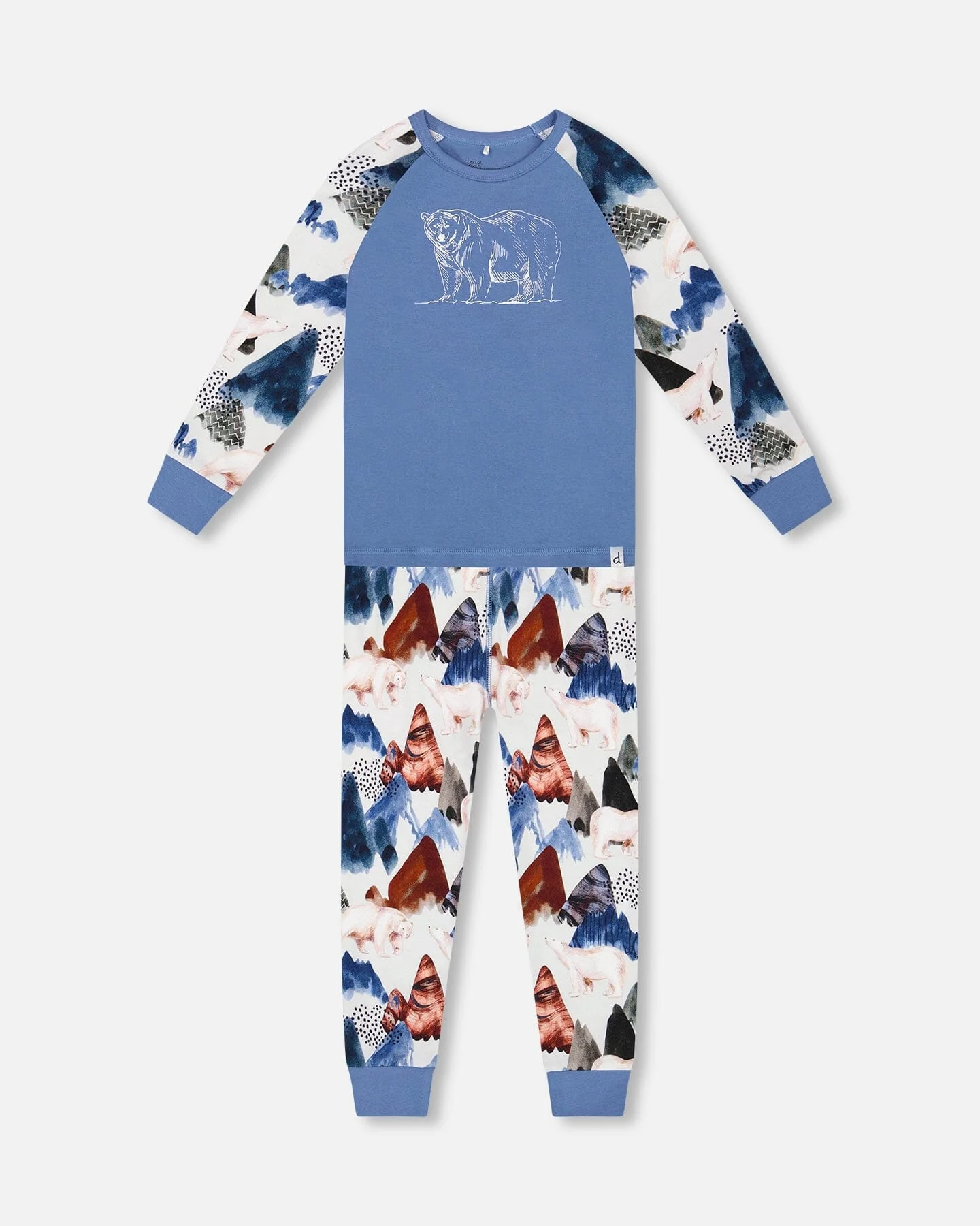 Two-Piece Organic Cotton Pajama Set White Bear Print - Deux par Deux
