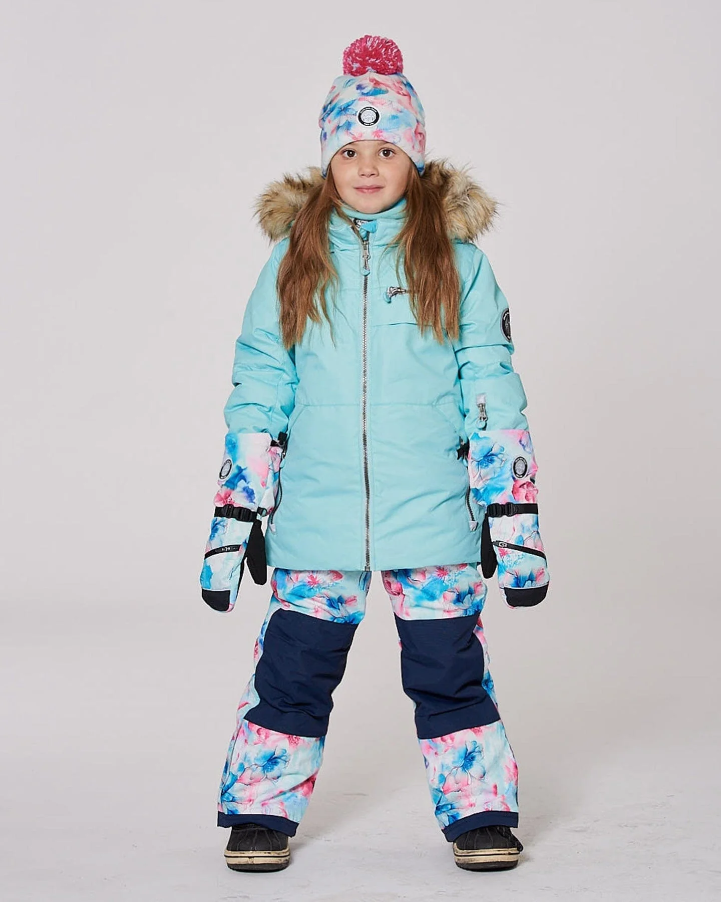 Two-Piece Play Snowsuit Blue Flower Print - Deux par Deux