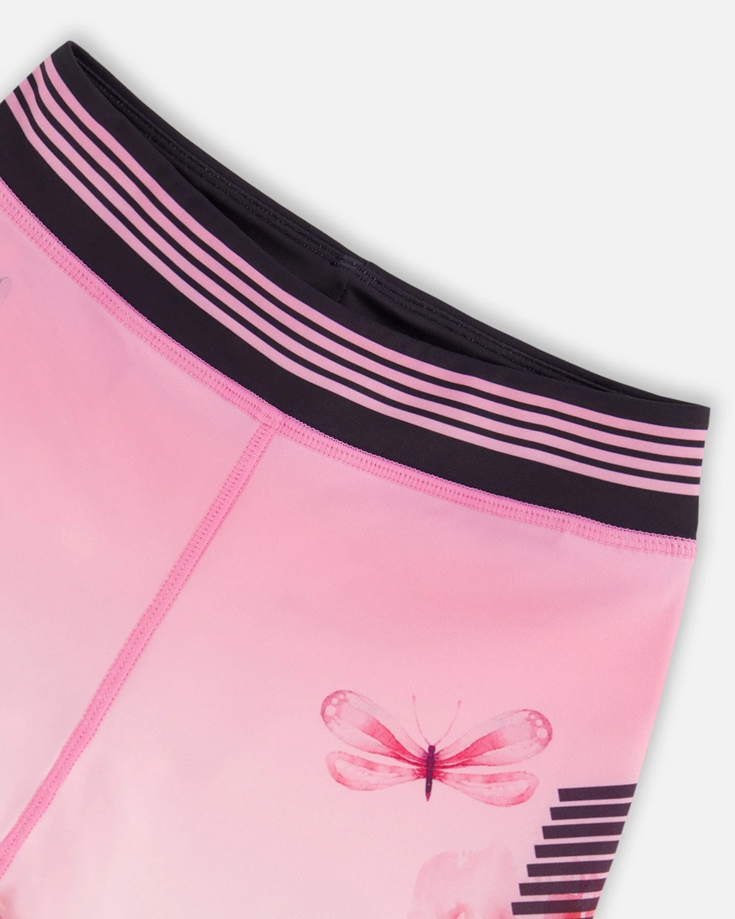 Athletic Biker Shorts Gradient Pink Printed Big Flowers - Deux par Deux