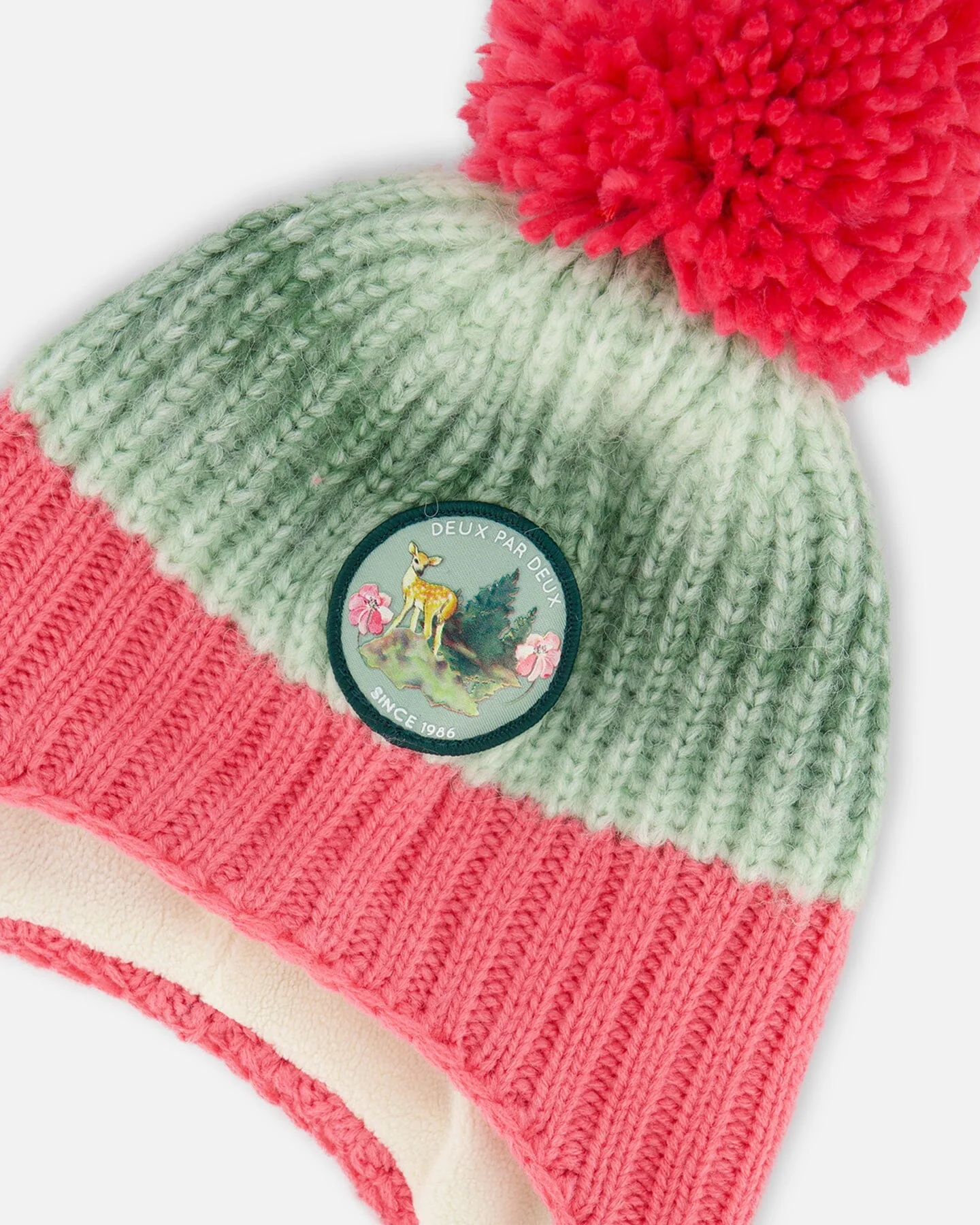 Peruvian Knit Hat Pink And Gradient Green - Deux par Deux